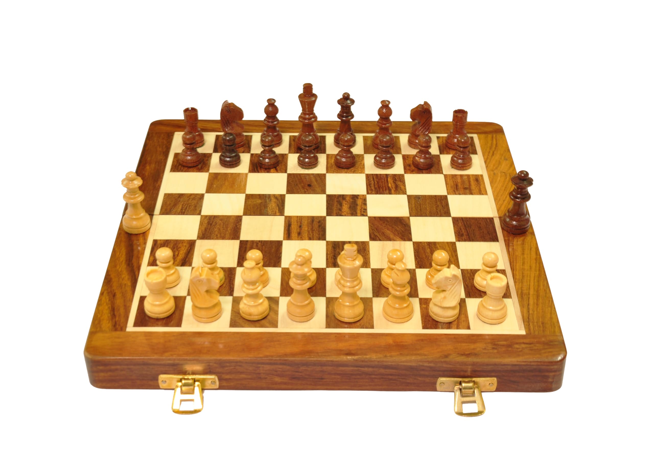 PALM ROYAL HANDICRAFTS Magnetic Wooden Chess and Checkers Game Set, 12 Inches (2 in 1) with Extra Queens Chess Board Games - Image 4