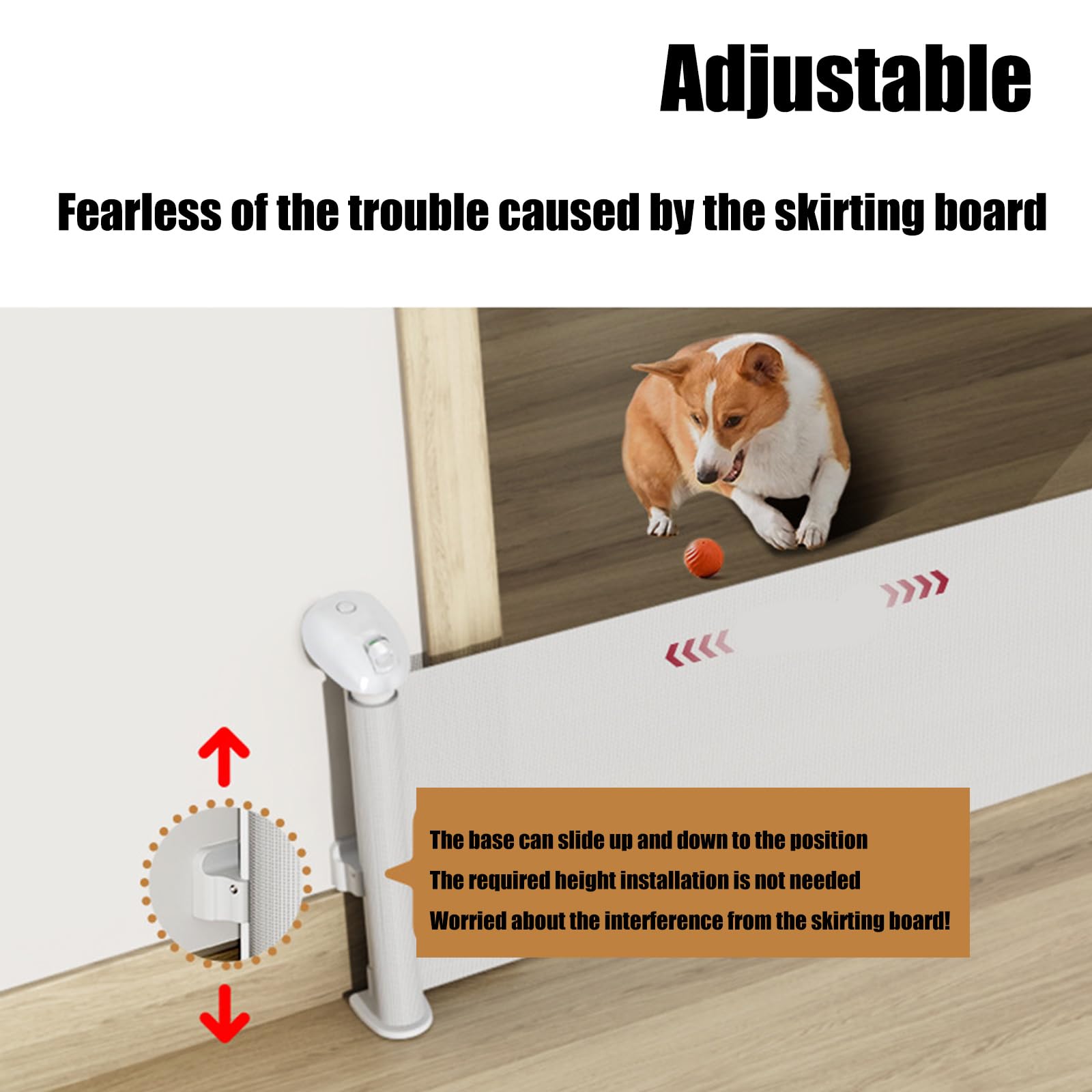 Escaliers réglables pour bébé, barrière de protection pour animaux de compagnie, maille rétractable, clôture, porte barrière d'escalier pour usage domestique, escaliers réglables pour bébé