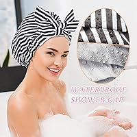 Vista 10 de 2 gorros de ducha para mujer, gorro de ducha reutilizable impermeable para ducha con lazo ajustable, gorro de baño de lujo para mujer