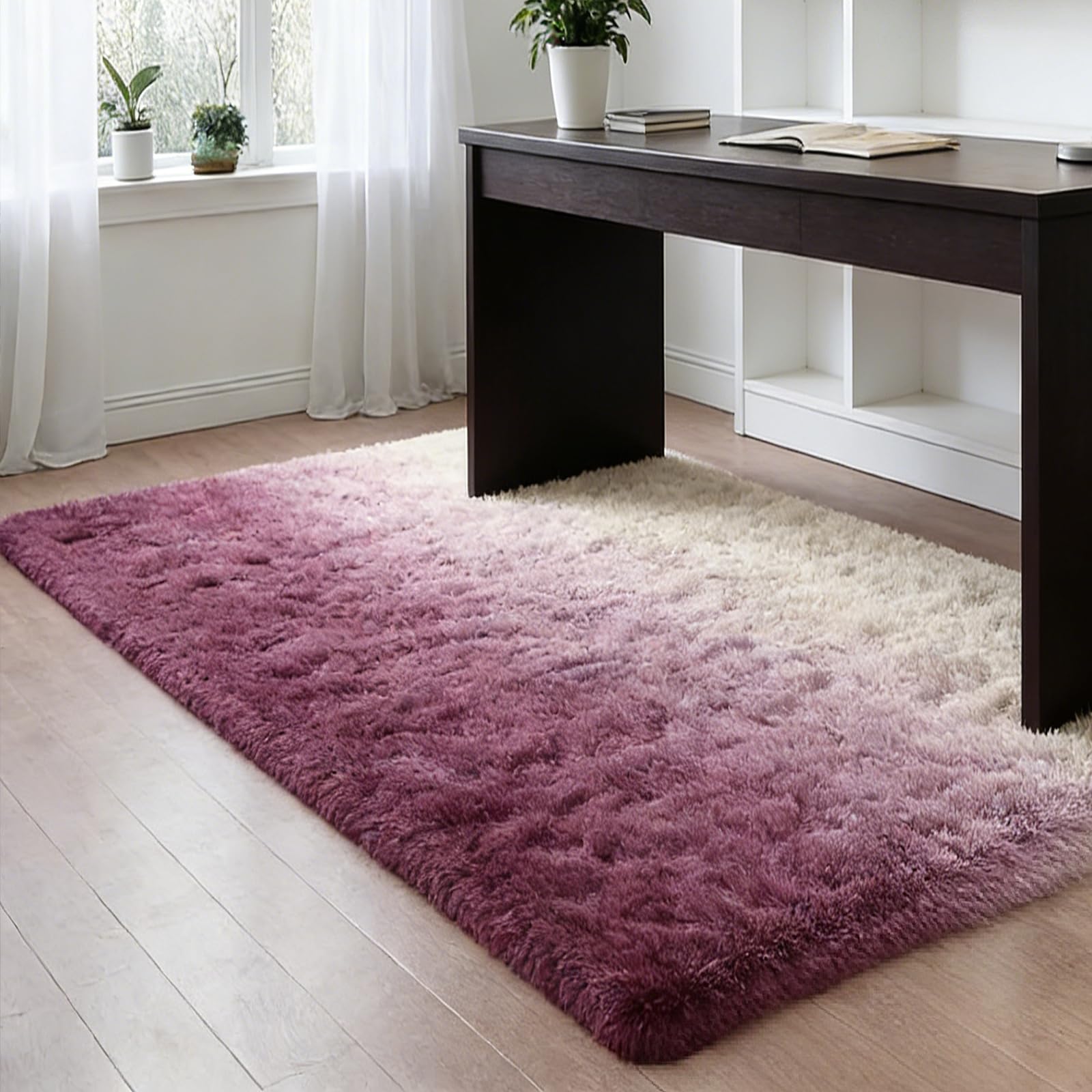 Tapis chambre enfant garçon aspect fourrure rouge facile à laver à 30°