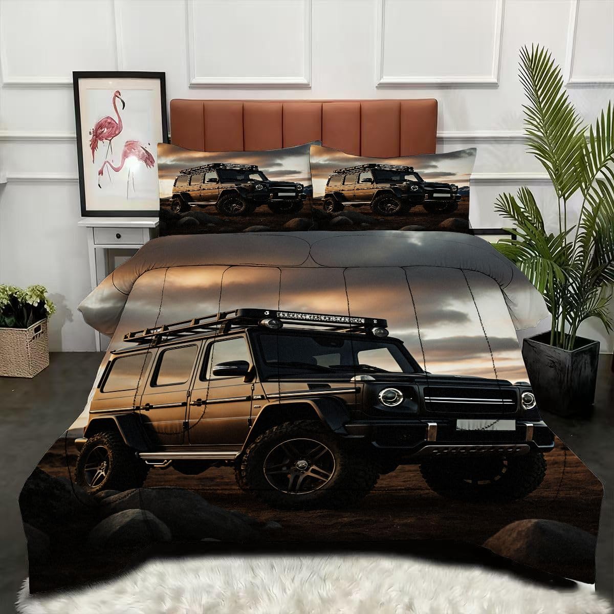 Couette 240 x 260 cm voiture de sport 3D pour lit deux personnes
