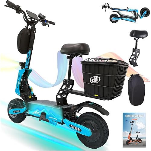 DOF 60V 27AH Electric Scooter for Adults, 5600W Dual Motor Commuter with 50MPH Speed & 40 Miles Range, Dual Brake System, Shock Absorption, 11" Vacuum Off-Road Tires, Folding E-Scooter Detachable Seat