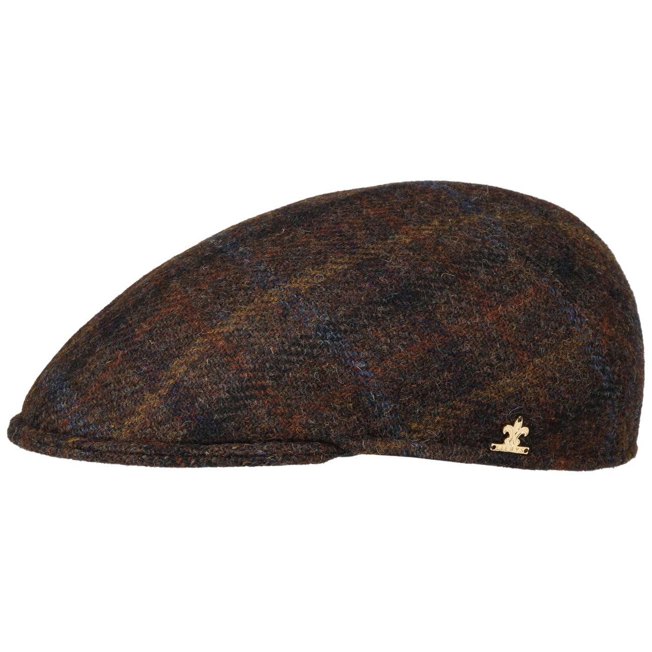 LIERYS Gold Vialo Wool Check płaska czapka z daszkiem męska – Made in Italy z daszkiem na jesień-zimę