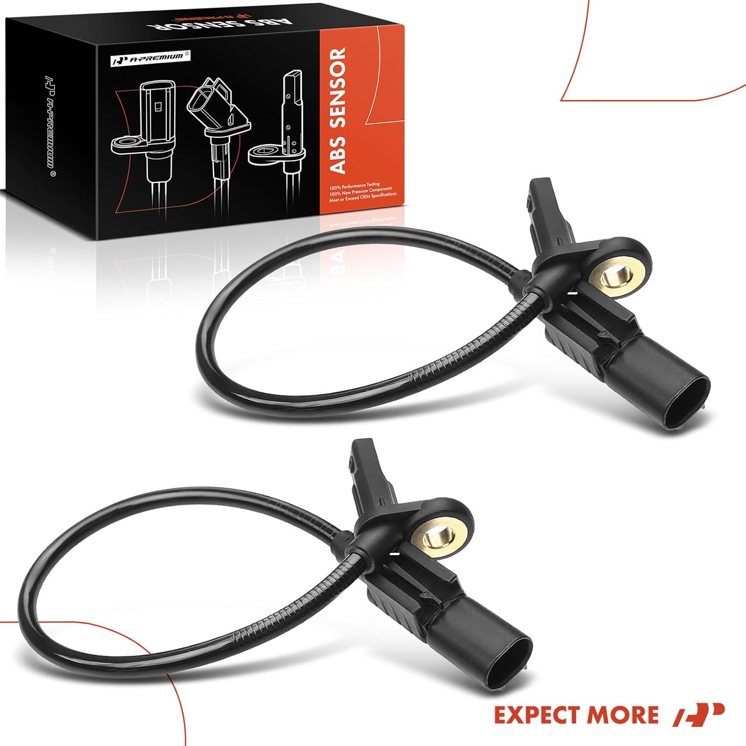 A-Premium ABS Wheel Speed Sensor Compatible with Mercedes-Benz Models - GL320/550, ML320/350/450/500/550, ML63/R63 AMG, R320/350/500 - Rear Driver and Passenger Side, Replace# 1645400717, 1645401517