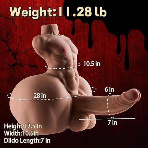 Vista 2 de Muñeca sexual masculina para mujeres con consolador de empuje, muñeca sexual gay, consolador de torso para hombres con pene grande, culo y ano