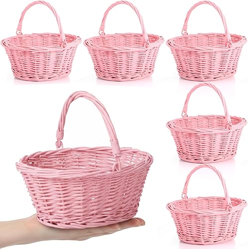 Miniatura 56 de Barydat 6 cestas pequeñas de mimbre para pícnic con asa, cestas ovaladas de sauce trenzado para regalo para boda, baby shower, Navidad, invierno