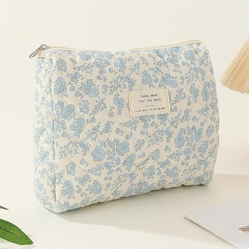 Miniatura 10 de Juoxeepy Bolsa de maquillaje acolchada de algodón floral, bolsa de cosméticos Jolly House Neceser Coquette Estético Bolsa de maquillaje Cosméticos,