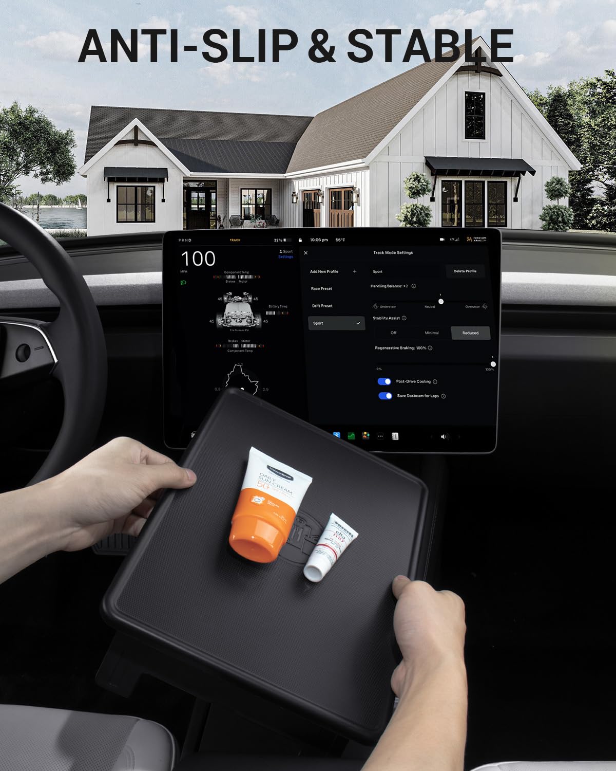 BASENOR Upgrade Tesla Model Y Model 3 Konsola środkowa Taca Antypoślizgowa Składana Samochodowa Biurko na Laptopa do Podróży Drogowych 2024 2025 Model 3 Highland 2025 2026 Model Y Odśwież Akcesoria
