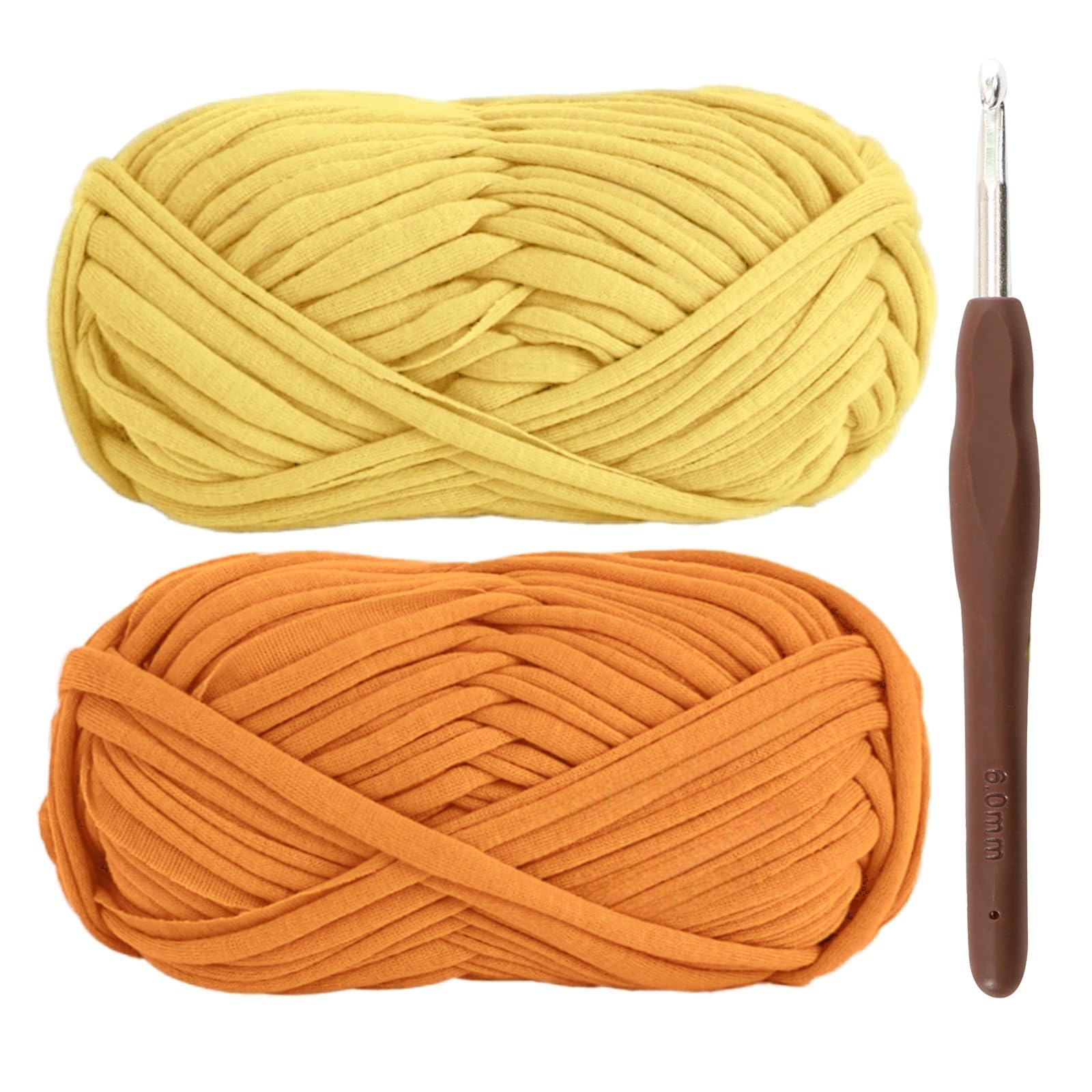 T-Shirt Yarn for Crocheting 2x100g Chunky Crochet Yarn with 6mm Hook, Perfect for Crocheting Projects - Beginner - Friendly Elastic Fabric for DIY Crafts — image 1