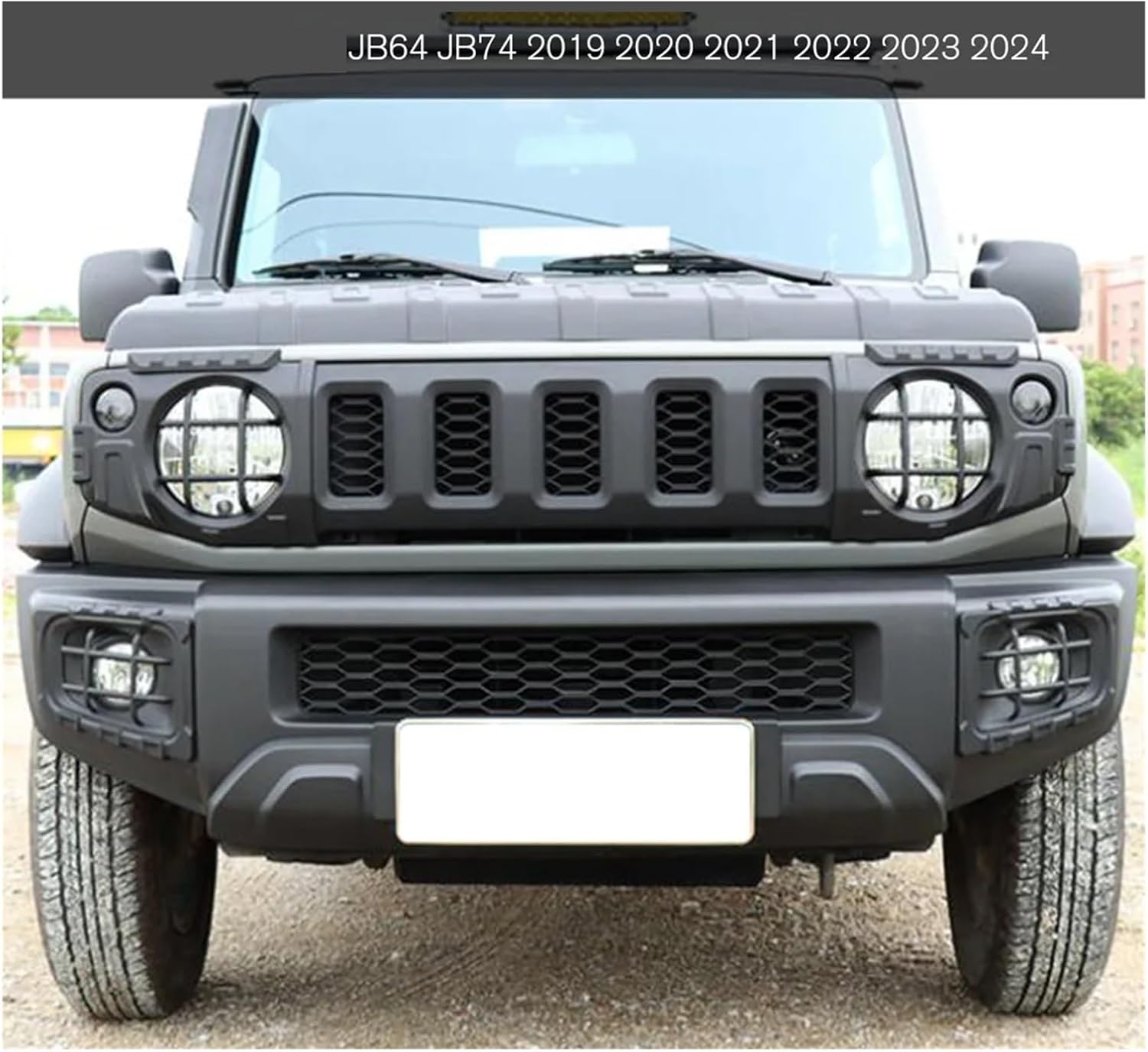 LINGYUE 2Pcs Headlight Protective Cover Black Car Front Fit For Suzuki Jimny JB64 JB74 19-24 Accessories