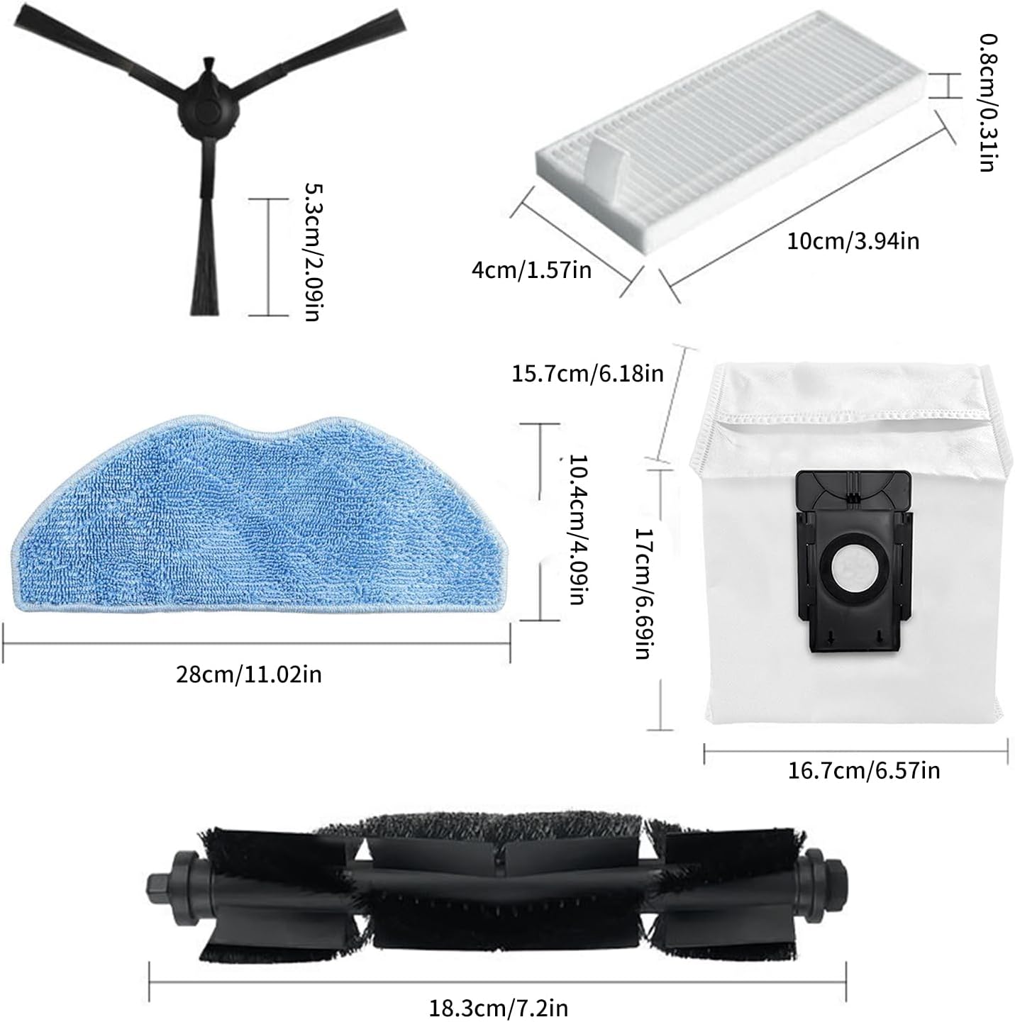 Main Brush Side Brushes Replacement Bag Sweeping Robot Repairing Accessories For Effective Removal