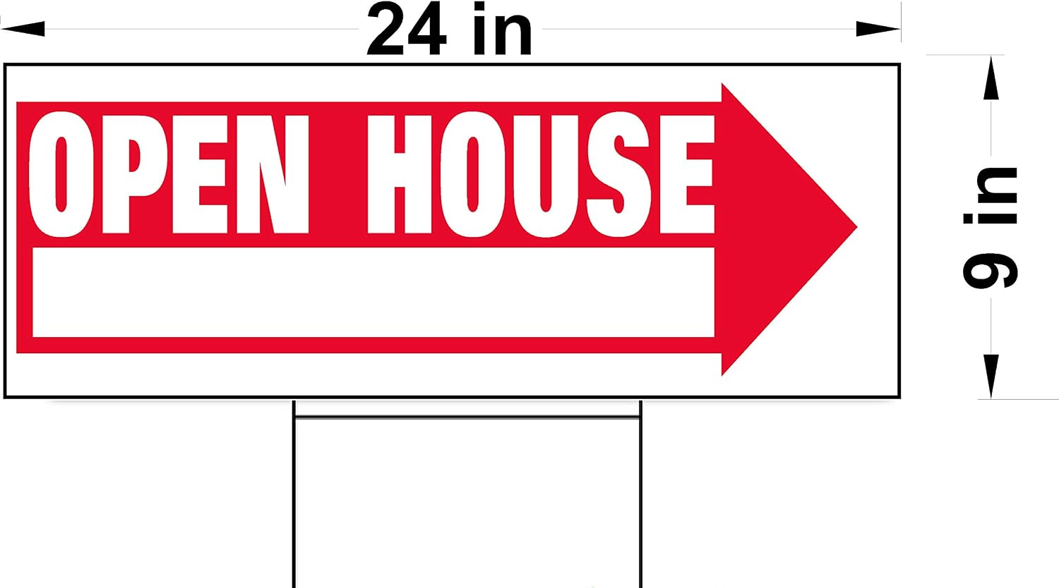 Open House Signs Yard Signs Pack of 10 Signs 9'' x 24'' x 4mm printed 2 side and 10 Metal Stake 12x9 inch x 9gauges Signs Holder, Ship same Day UPS