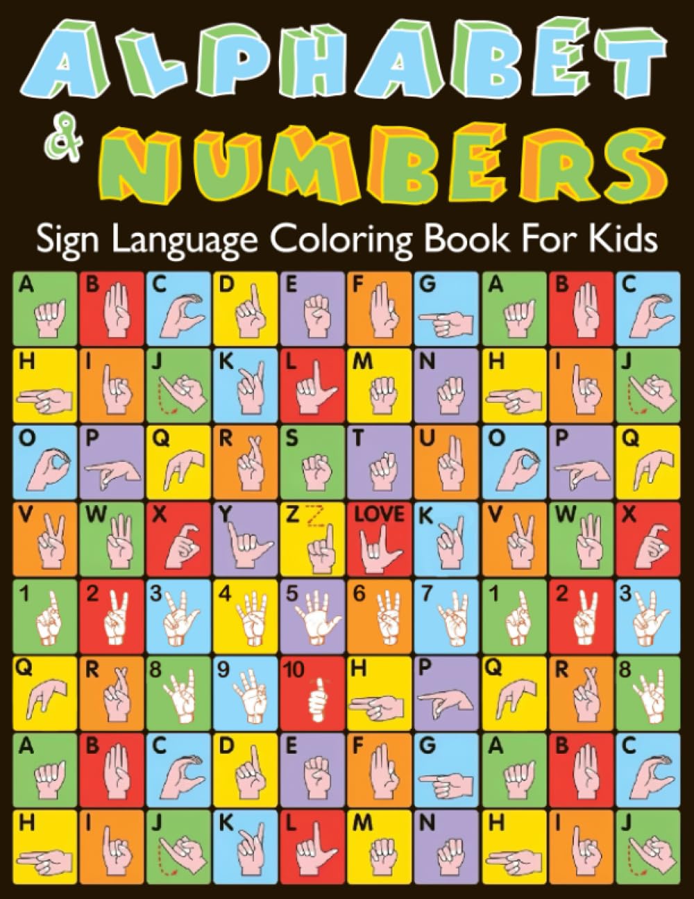 Alphabet & Numbers Sign Language Coloring Book For Kids: ASL Coloring Pages | Fun Activity Featuring Fingerspelling and Letter Tracing Writing Practice Fun & Relaxation