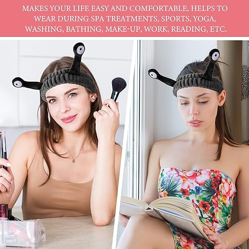 Miniatura 6 de Diadema de lavado facial, bandas para el cabello de palmera y caracol, diademas de maquillaje para mujer, de dibujos animados, de forro polar,