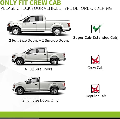 Miniatura 2 de AUTOSAVER88 Estribos compatibles con Ford F-150 SuperCab 2015-2025, Ford F250 F350 F450 F550 SuperCab 2017-2024 de 6 pulgadas de aluminio negro