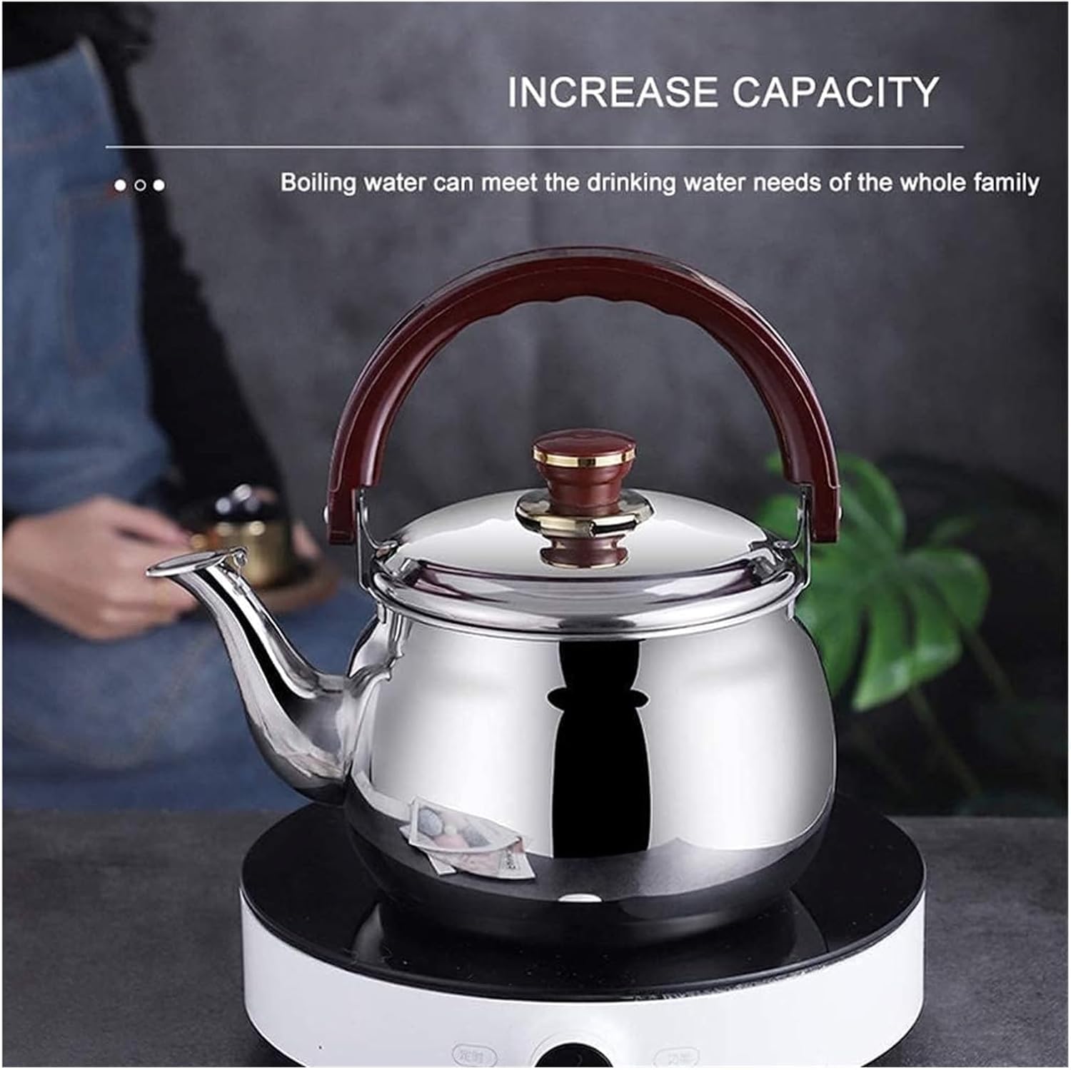 Hervidor con silbido de acero inoxidable 304 | Varios tamaños for cocinas de gas e inducción: hervidor con silbido(1.8L)