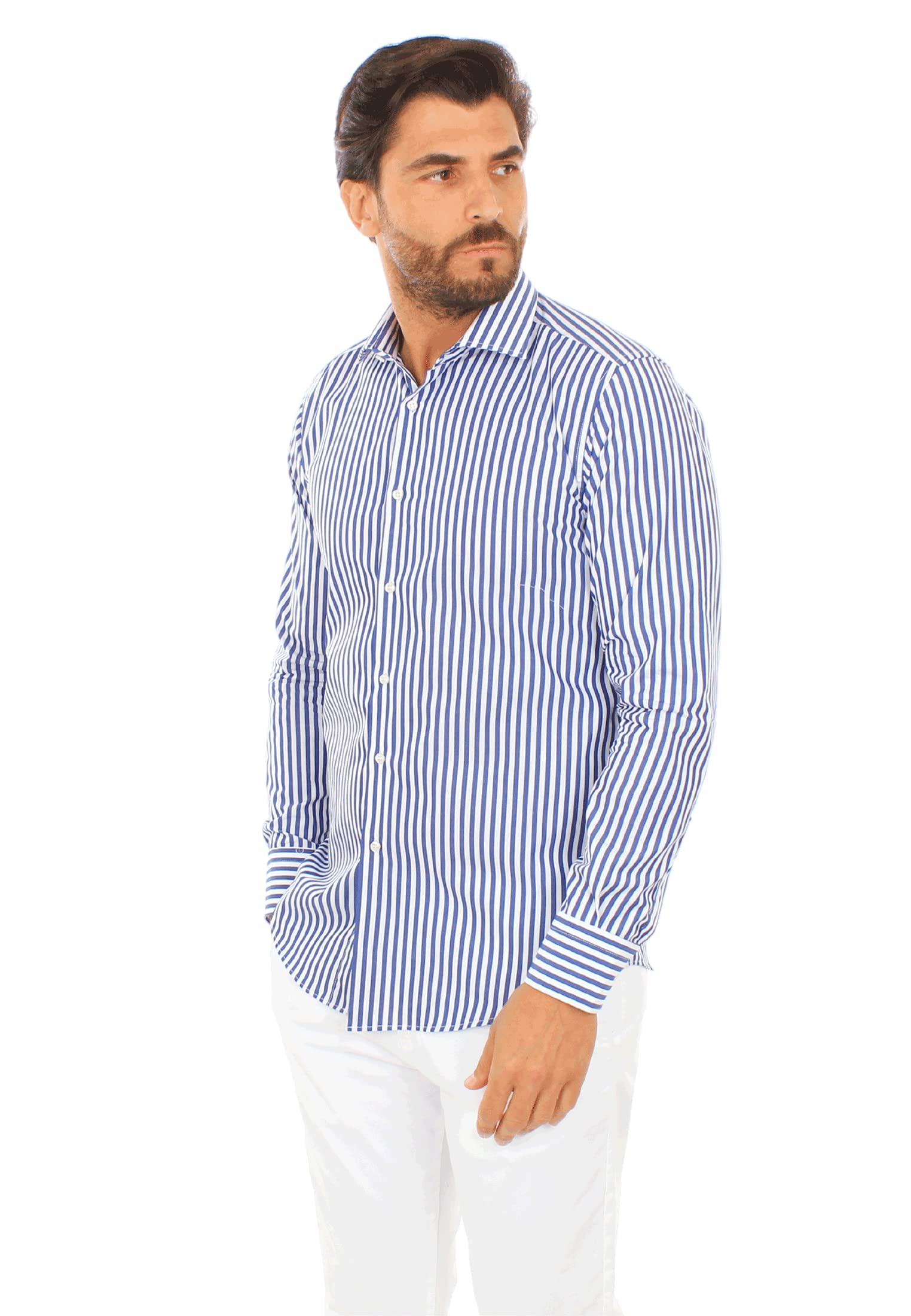 Ciabalù Camicia Uomo Slim Fit in Cotone a Righe Made in Italy Elegante