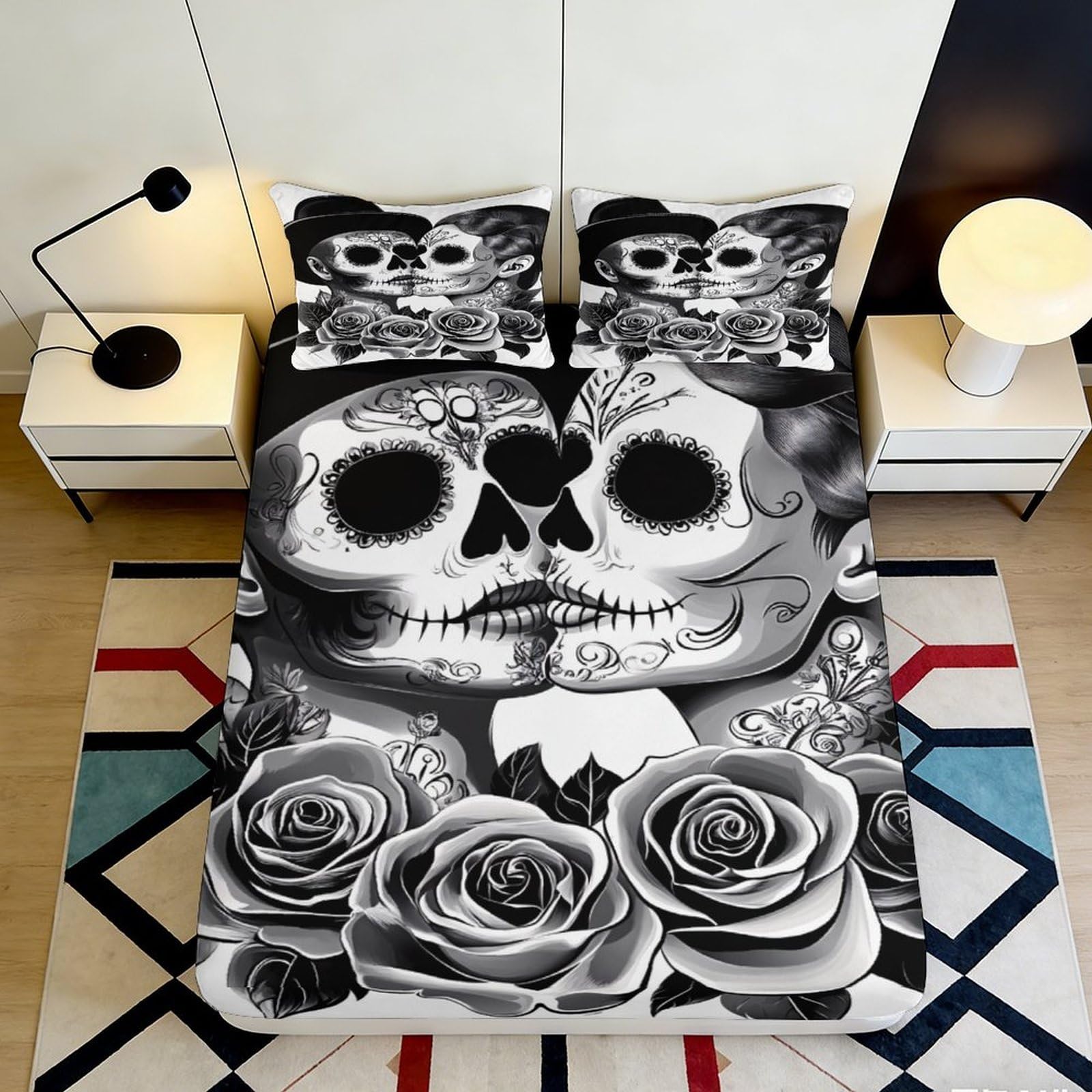 3D Printed Polar Bear Fitted Sheet Microfiber Deep Pocket Non-Slip Full Wrap Mattress Fitted Cover for Gift 200x200x25cm