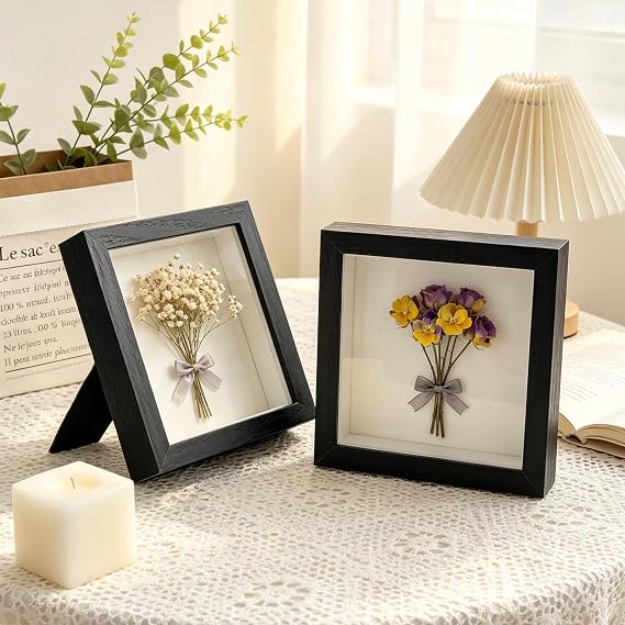 6 Pack 5x5 Small Shadow Box Frames, 3D Shadowbox Display Cases