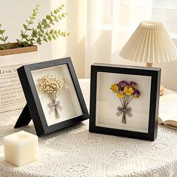 6 Pack 5x5 Small Shadow Box Frames, 3D Shadowbox Display Cases