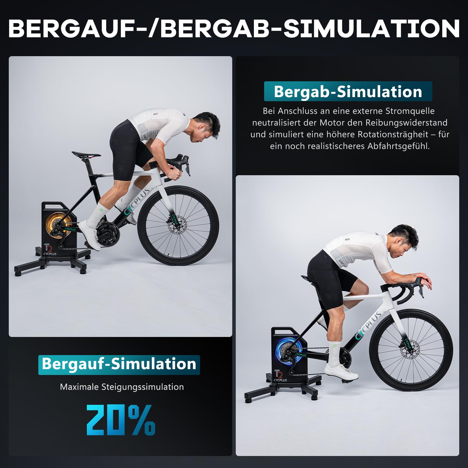 CYCPLUS Fahrradtrainer für realistisches Indoor-Cycling & genaue Daten mit App-Trainingsunterstützung