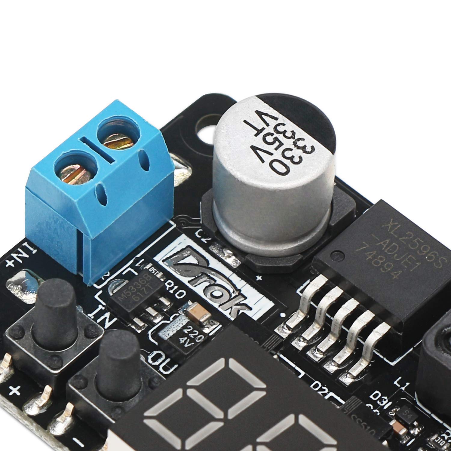 DROK LM2596 Numerical Control Voltage Switching Regulator DC Buck Converter LED Voltmeter 32V to