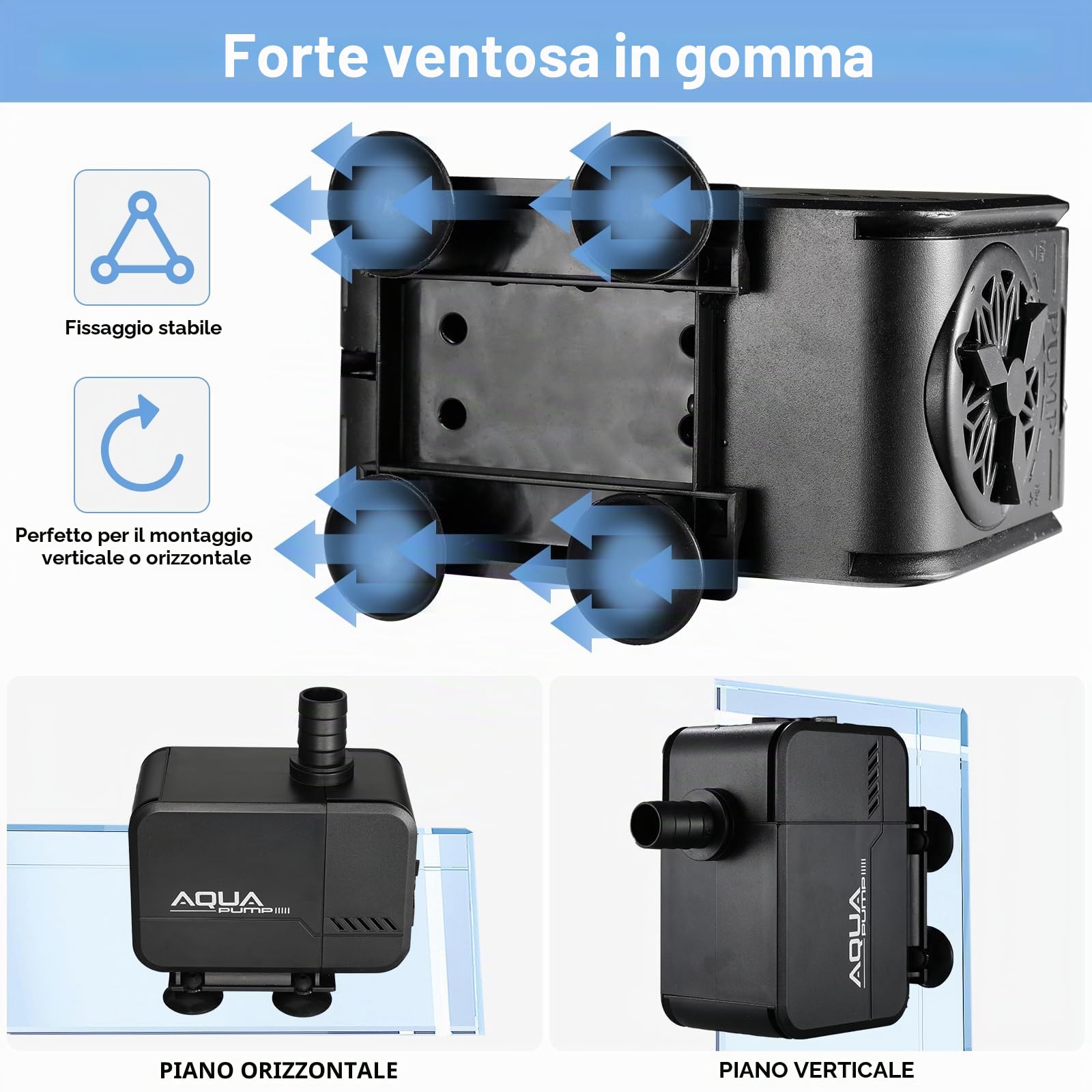 Pompa Sommersa 45W 3000L/H Silenziosa per Acquari e Laghetti, Massima di Sollevamento 3m,Portata Regolabile con Filtro e 3 Ugelli 19/22/25mm, Ideale per Fontane, Idroponica e Circuiti Acquatici
