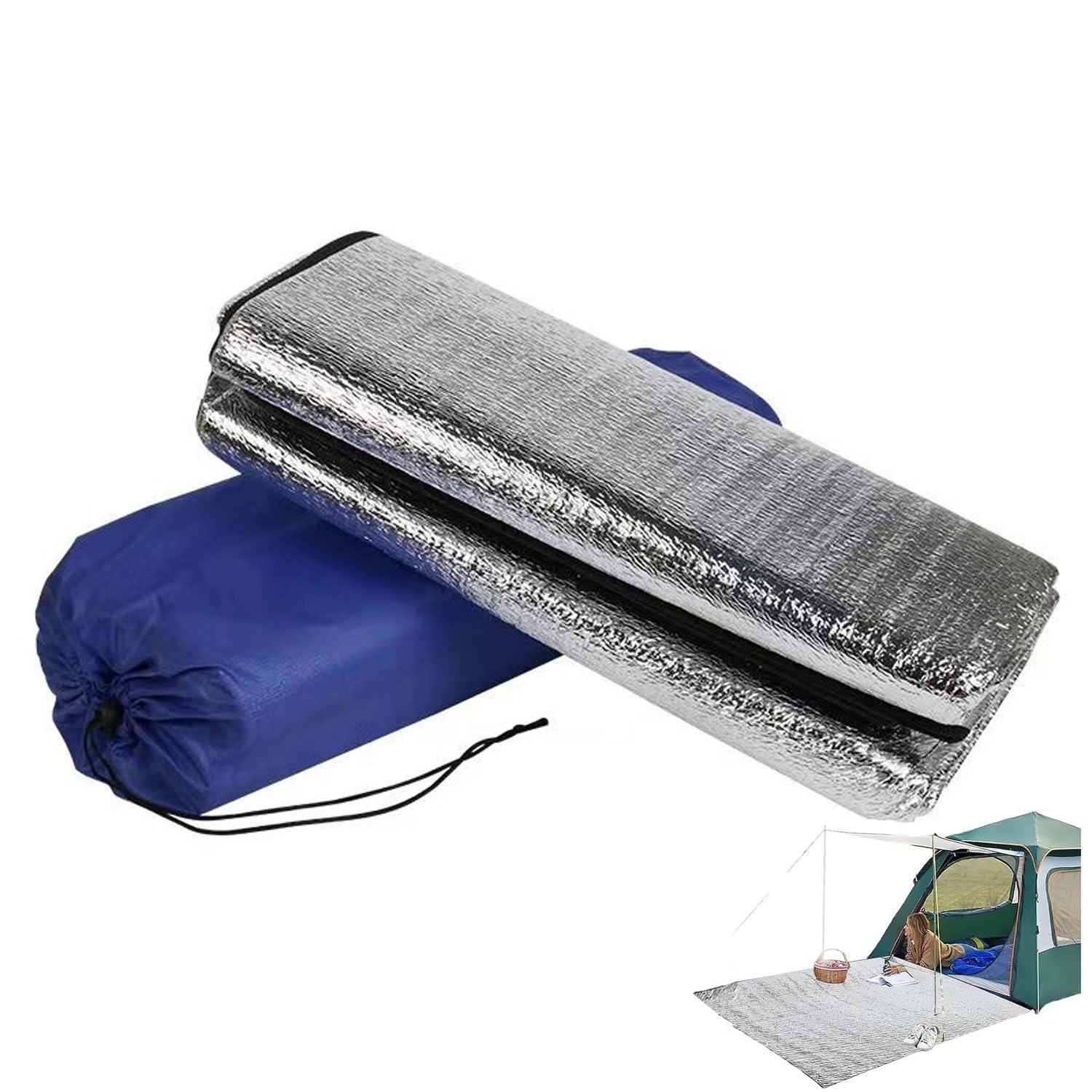 Składany wodoodporny koc piknikowy, izolacyjna mata piankowa o grubości 3,5 mm z dwustronną folią aluminiową do spania na zewnątrz na kempingu, 1 szt.