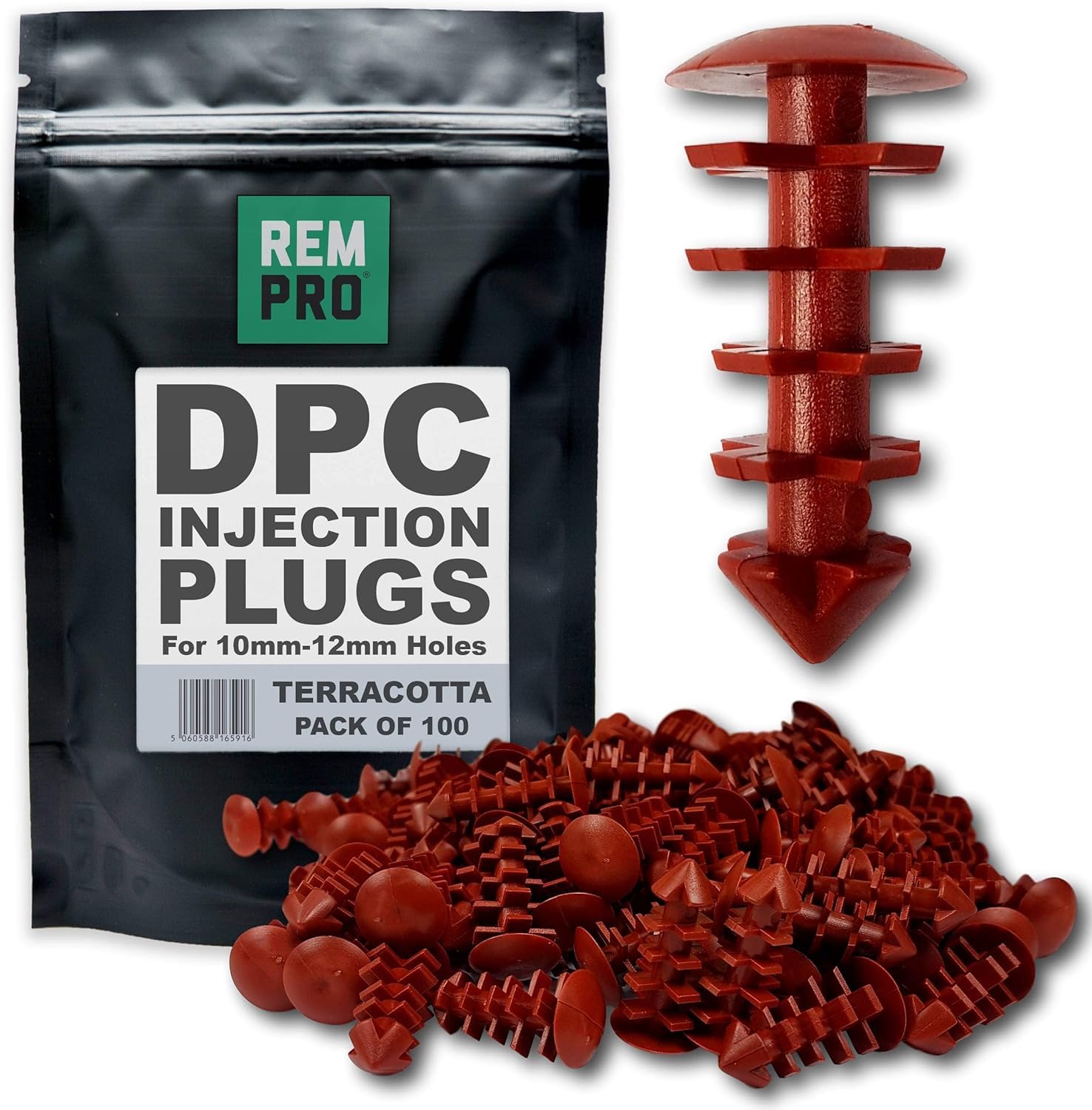 100 x Terracotta DPC Damp Proofing Injection Wall Plugs