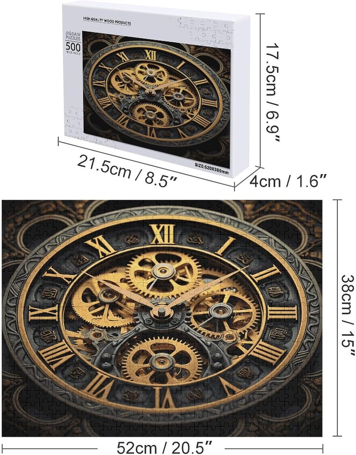 Wooden Puzzle for Adults, Suitable for Home Use, Clock Gear Printed, Perfect Match
