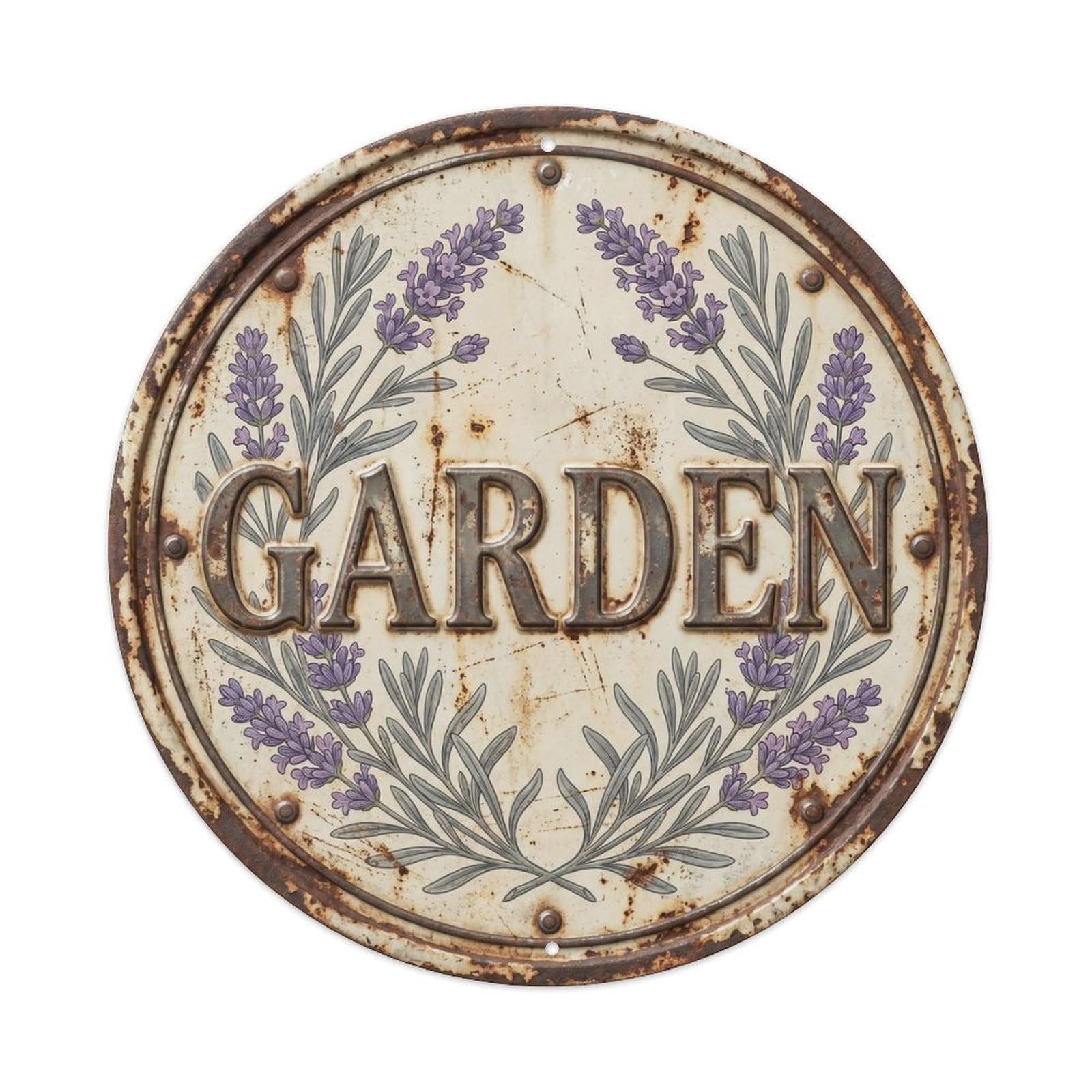 Garden Lavender Botanical Floral Outdoor Label Metal Tin Sign