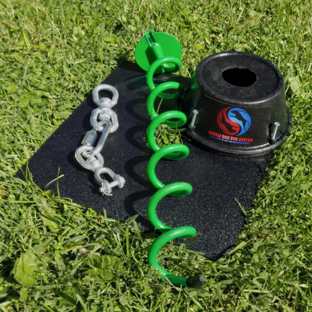 Tangle Free Two Dog Tie Out Stake - Heavy Duty - Holds 1200 lb of Pull Force - Patented and Manufactured in The US