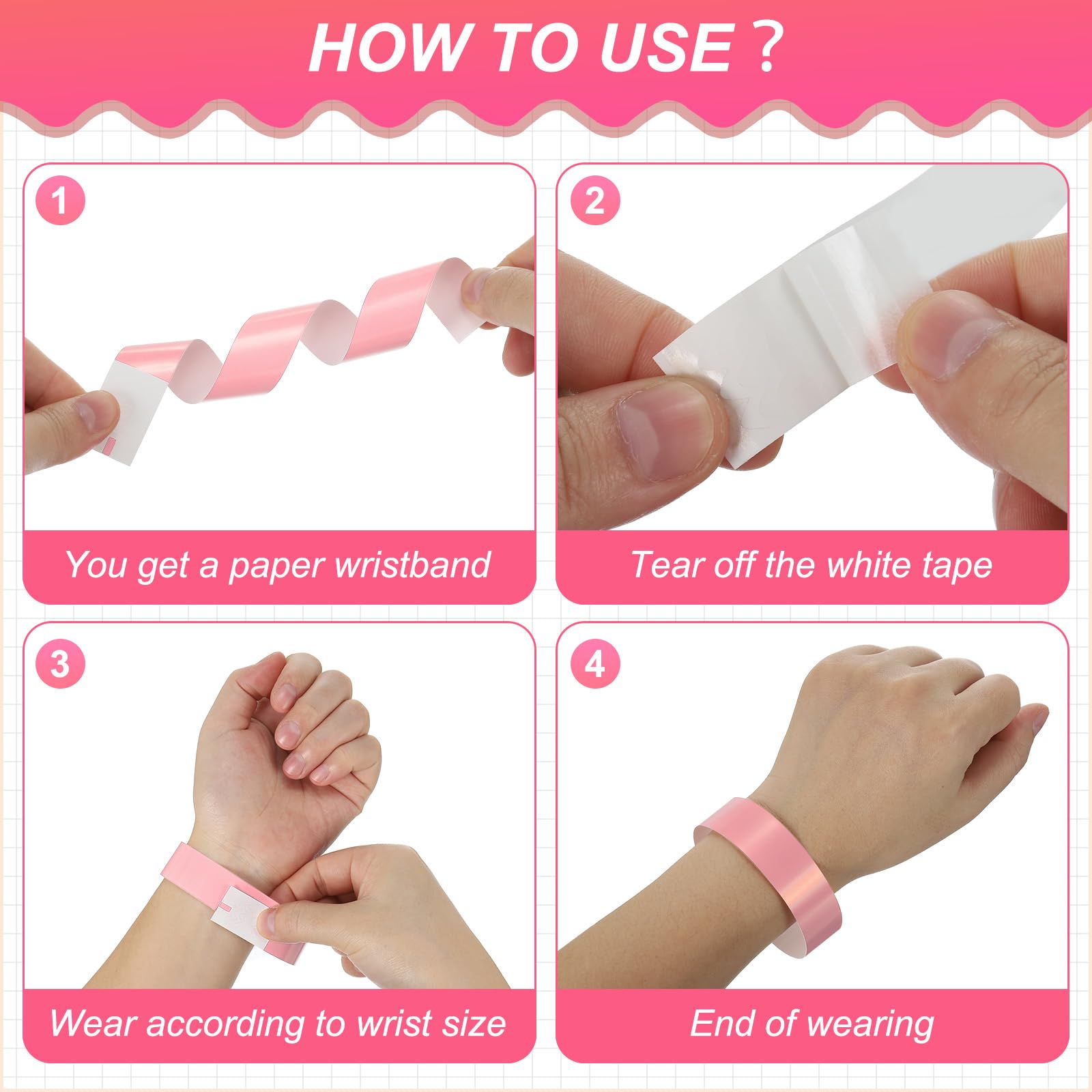 PATIKIL Paper Wristbands for Events 200 Pack Neon Party Wrist Bands - Image 4