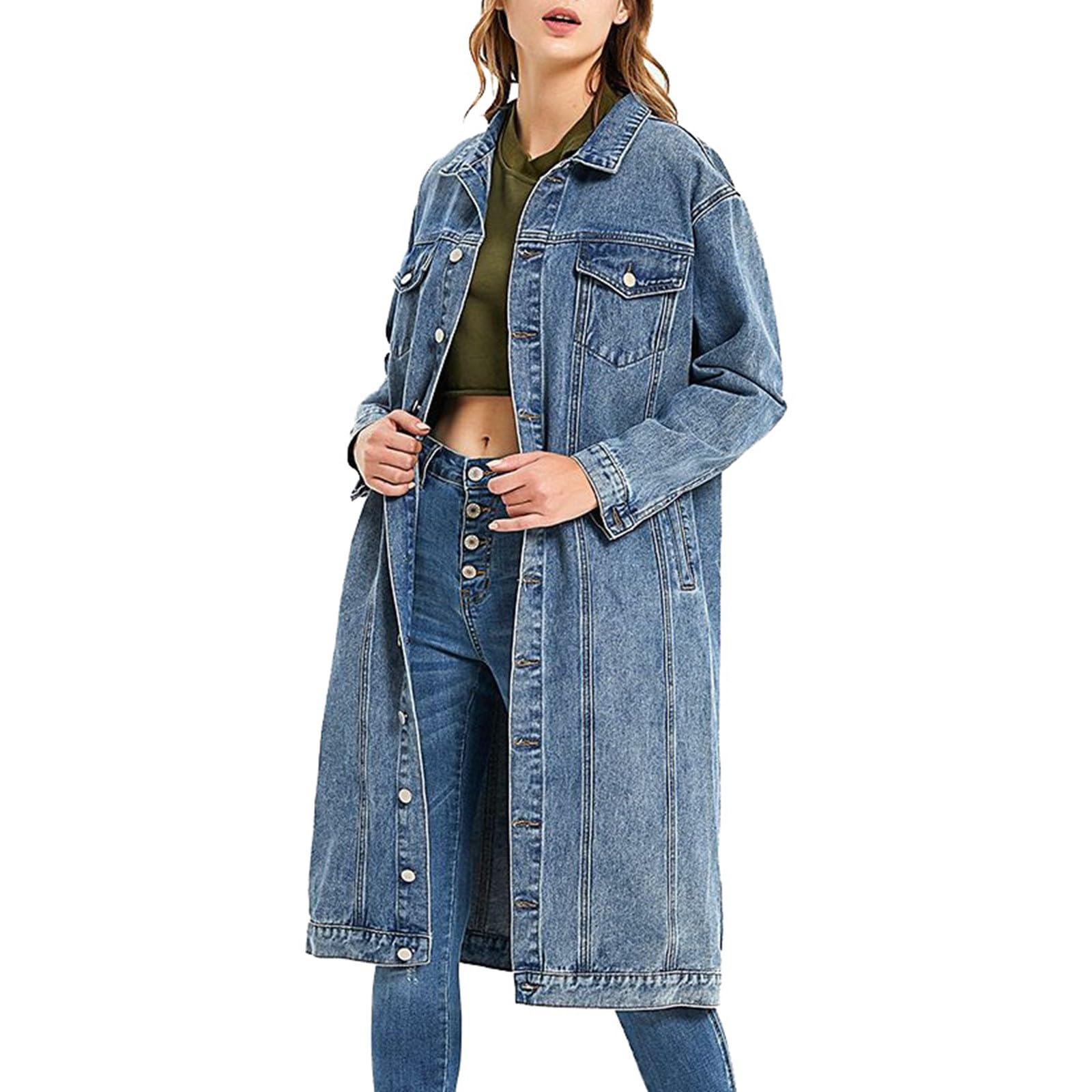 Chaquetas Vaqueras para Mujer, Chaqueta De Mezclilla Elástica Vintage con Botones De Manga Larga Chaqueta Vaquera Occidental Holgada Cazadora Mujer Entretiempo Chaquetas Mujer para Primavera Otoño