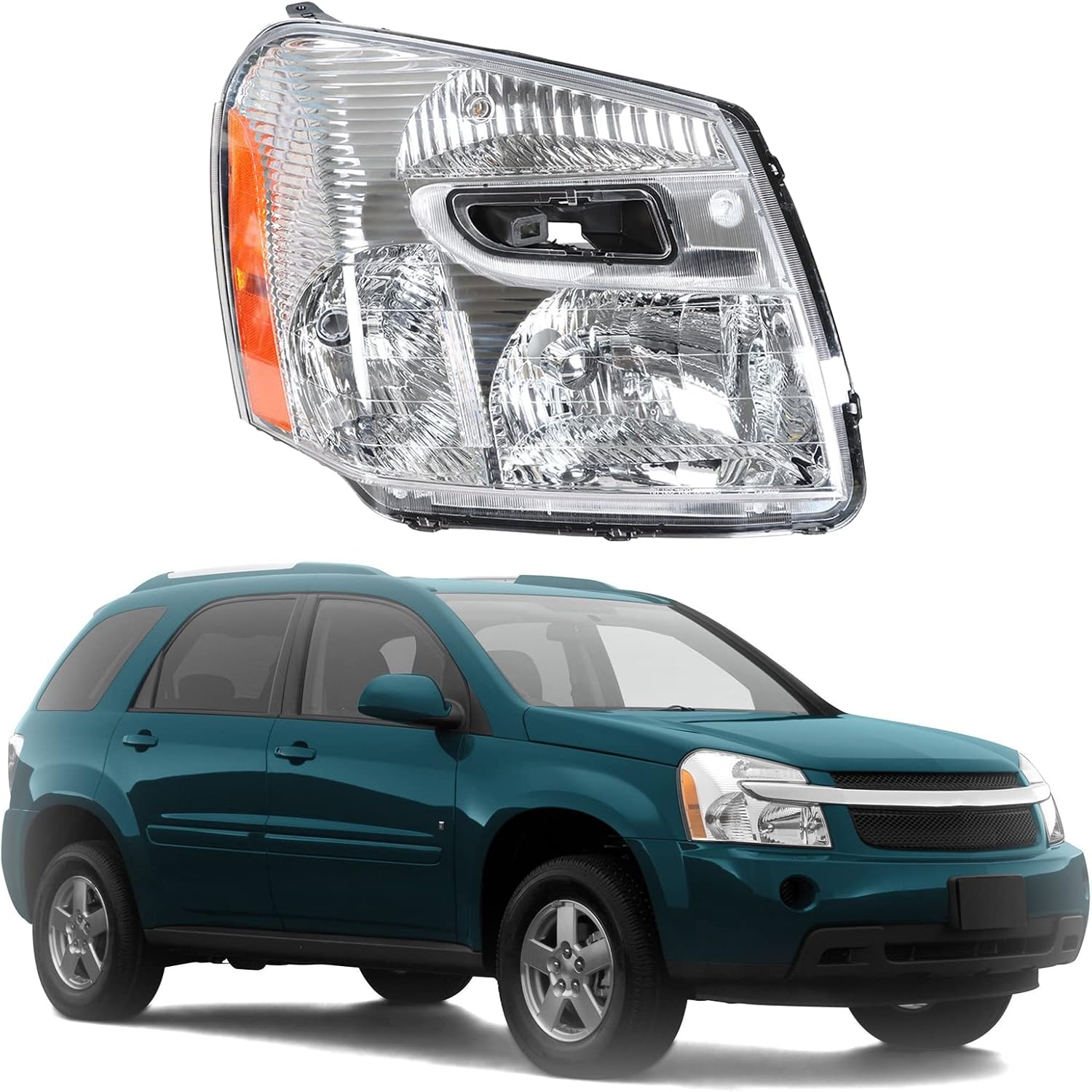GM2503254 Passenger Side Chrome Housing Amber Corner Headlight Assembly Replacement for 2005 2006 2007 2008 2009 Equinox