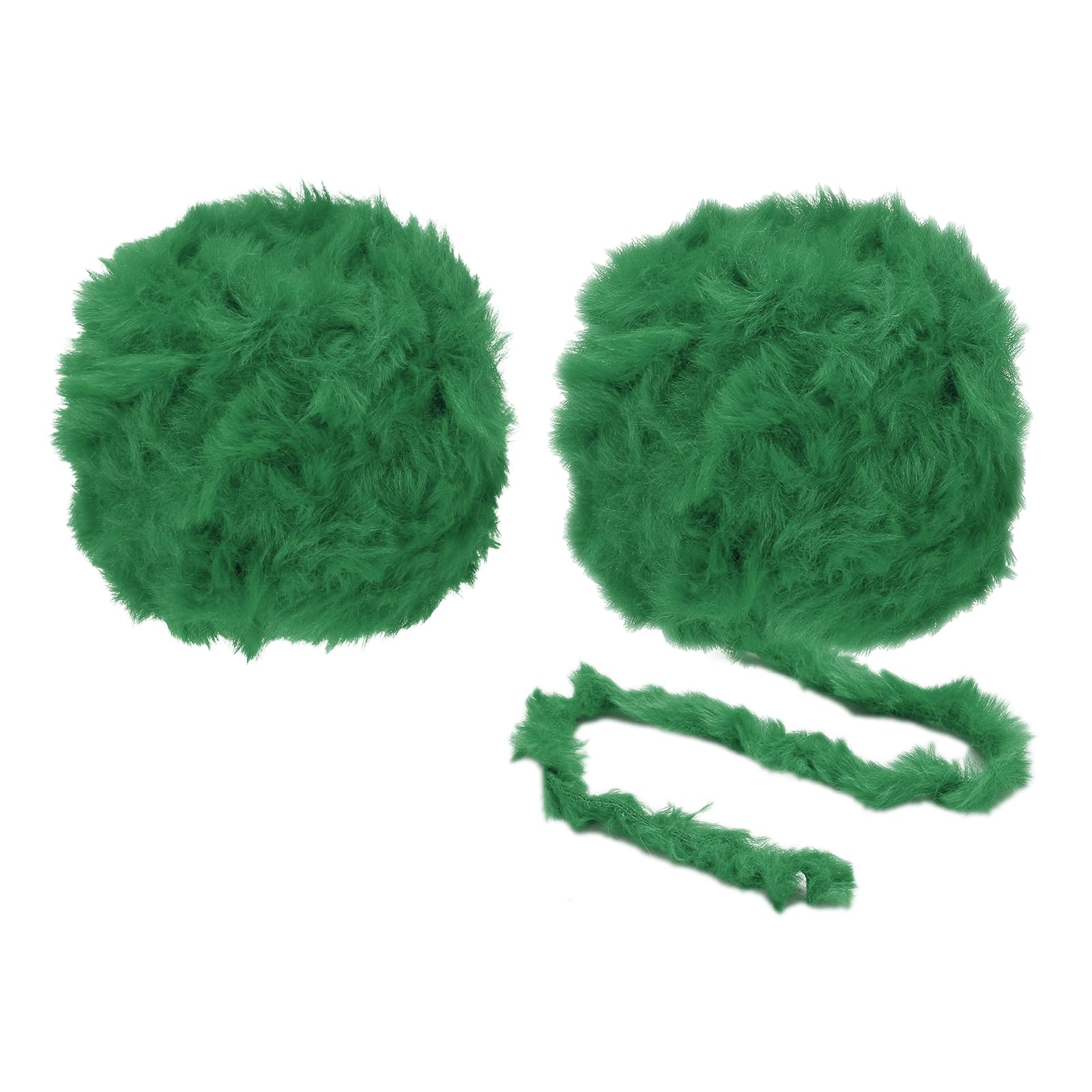 PATIKIL 35 Yards Faux Fur Yarn, 2 Skeins Fuzzy Yarn Crochet Fluffy Soft Chunky Polyester Plush Fur Eyelash for Crocheting Knit Blanket Rug Sweater Scarf Hat Bear Craft, Bright Green โ image 1