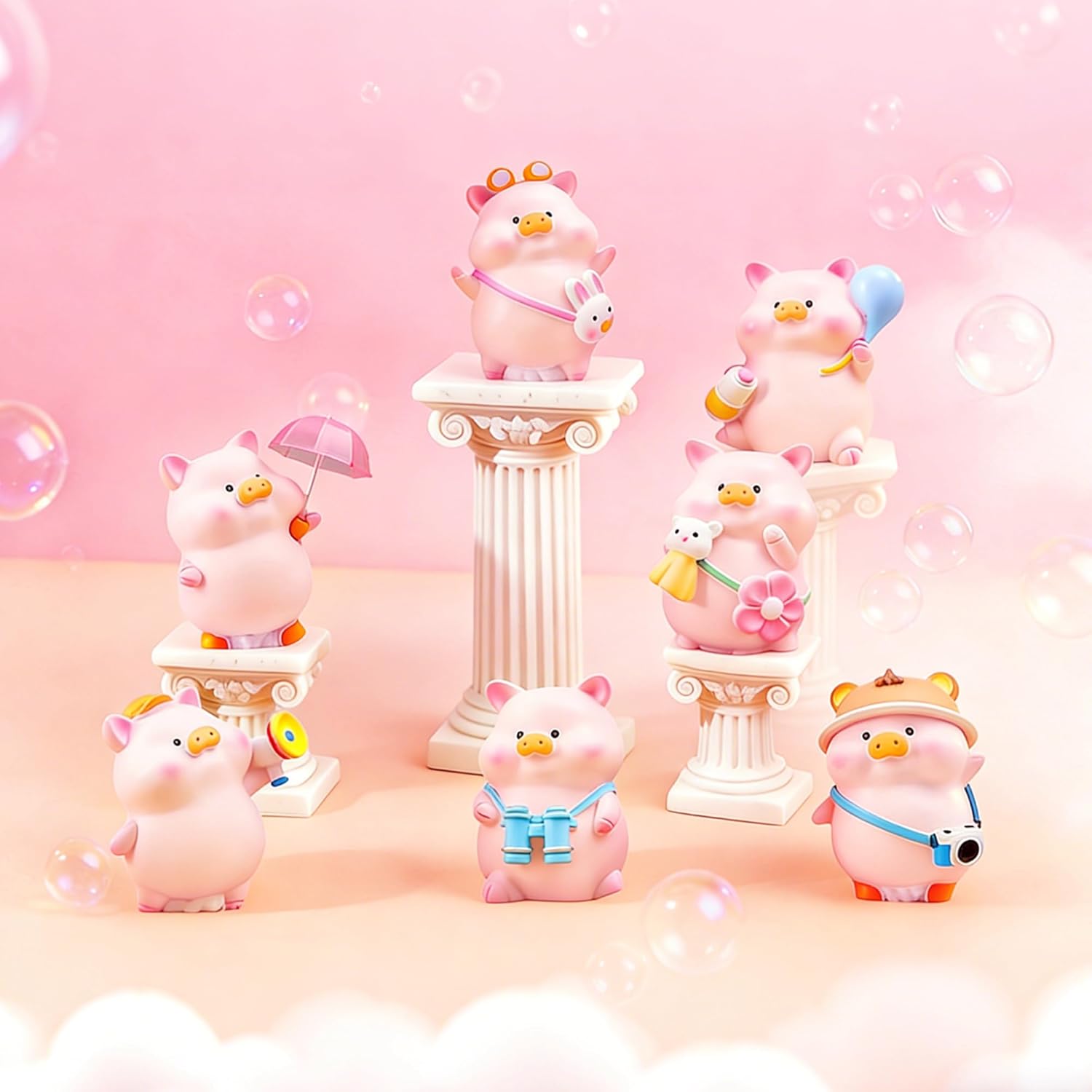 Pig Travel Series Blind Box Figures, Random Design Action Figures Collectible Toys for Birthday Gift, Home Decorations, Single Box