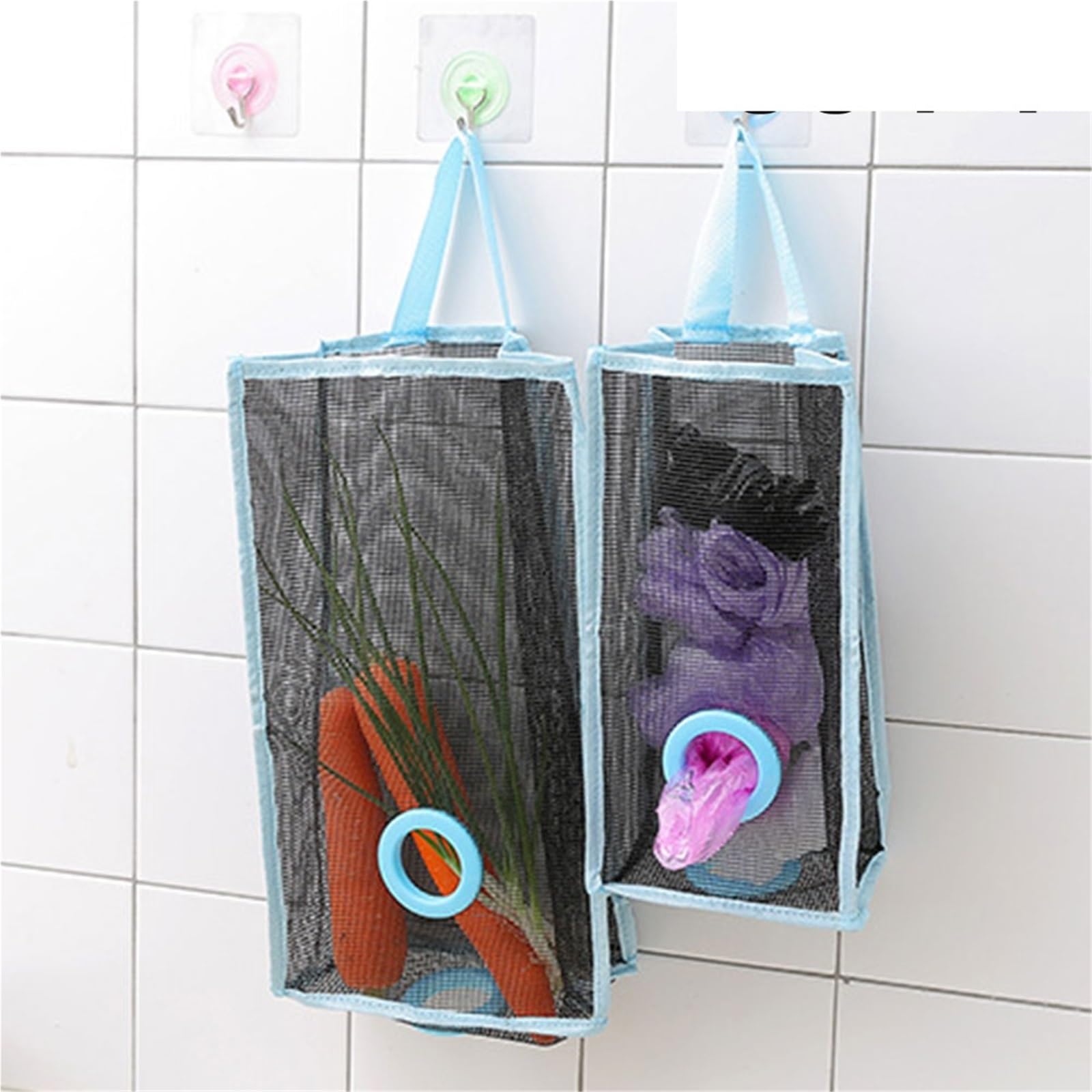 Caja de Almacenamiento Bolsas Basura, dispensador Malla for Colgante, Bolsa Reutilizable for Cocina, Montaje en Pared, 4 Uds(Green)