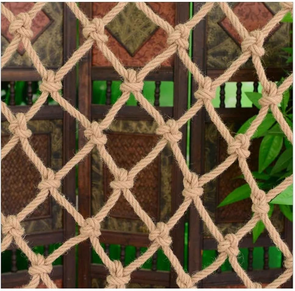 Balcony Anti-Fall net Trellis Netting for Climbing Plants，Hemp Rope Net Bar Decor and Accessories(2x2m(6.56X6.56ft))