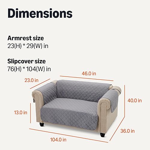 Miniatura 6 de Amazon Basics - Funda reversible para sofá acolchada, sofá de dos plazas, mediano, gris/gris claro Gris/Gris Claro Reversible,Gris