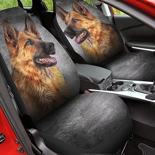 Miniatura 4 de Baxinh Juego de fundas de asiento de automóvil con estampado de pastor alemán para mujer, 2 piezas de protector de asiento delantero de automóvil,