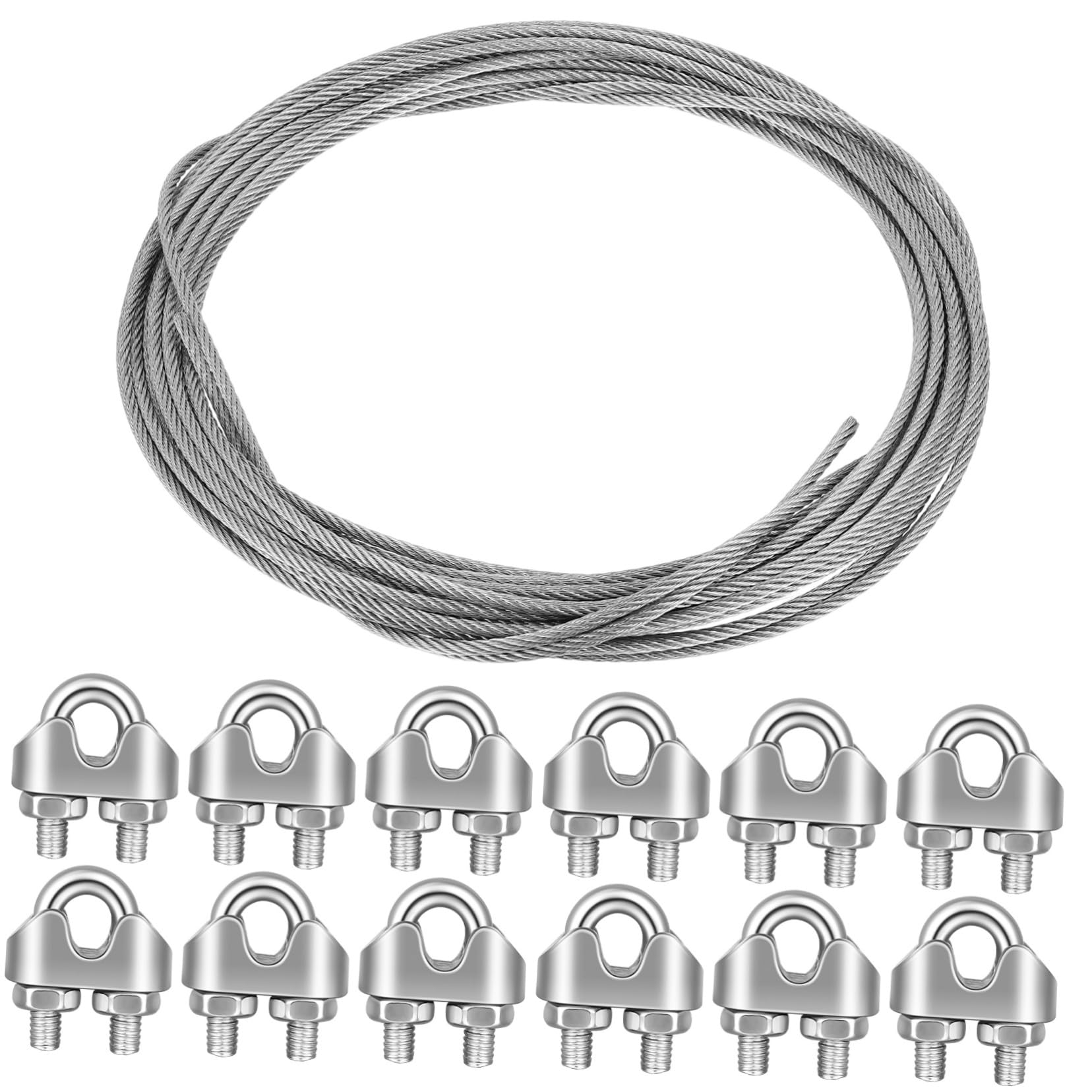 BESTYASH Cavi Metallici in Acciaio con Morsetti per Cavi Metallici di Tensione Premium Bulloni U Clip di Fissaggio Sella Utensili