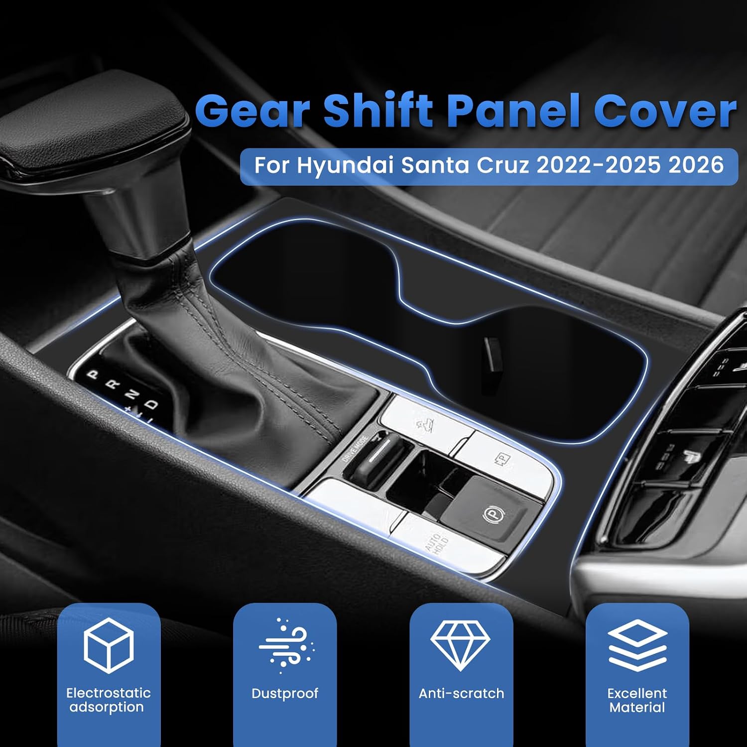Autorder Silicone 2-in-1 Cup Holder for 2022-2026 Hyundai Santa Cruz Accessories Silicone Center Console CupHolder Insert with Gear Shift Panel Cover Dust & Scratch Resistant All-Around Protection