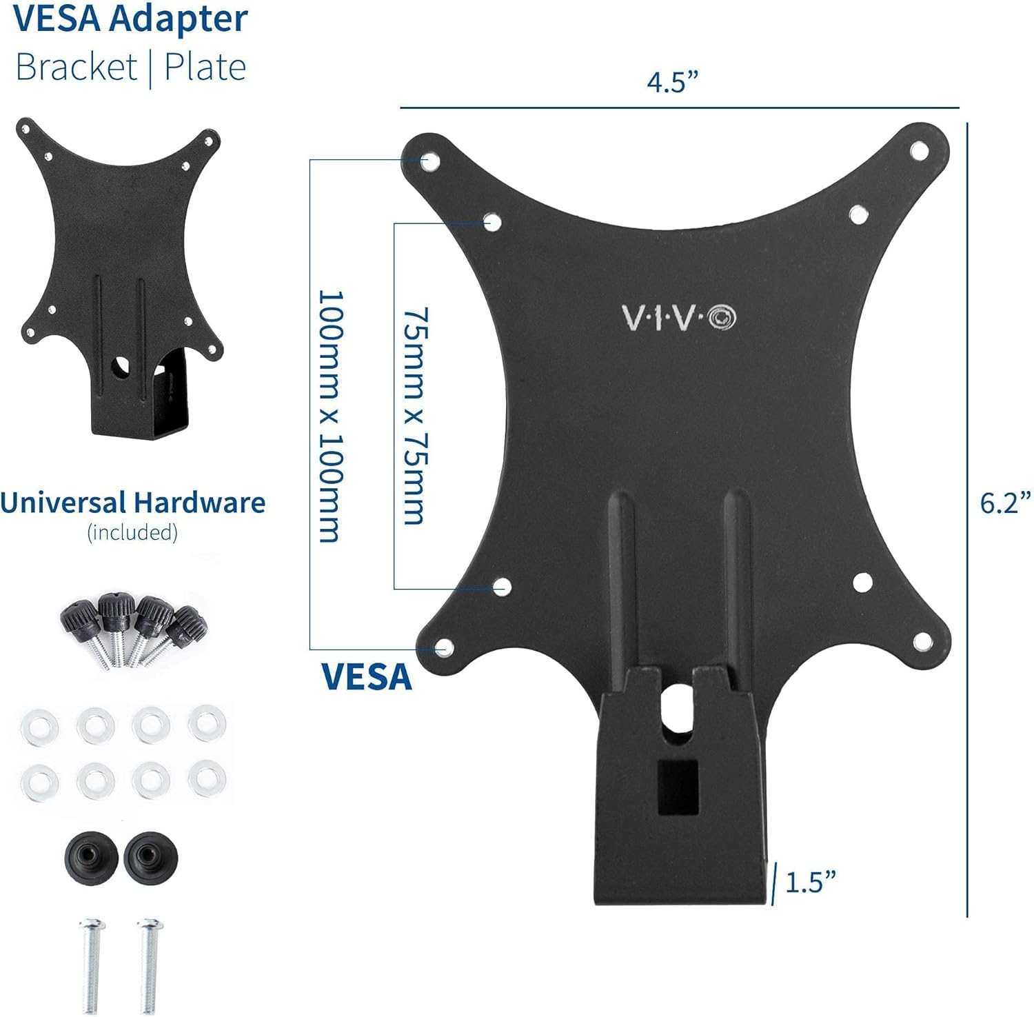 VIVO 2 Quick Attach VESA Adapters Designed for Dell Monitors S2218, S2318, S2319, S2418, S2419H, S2718, S2719, SE2419H, and More with Dual Monitor Desk Mount for 13 to 27 inch Screens