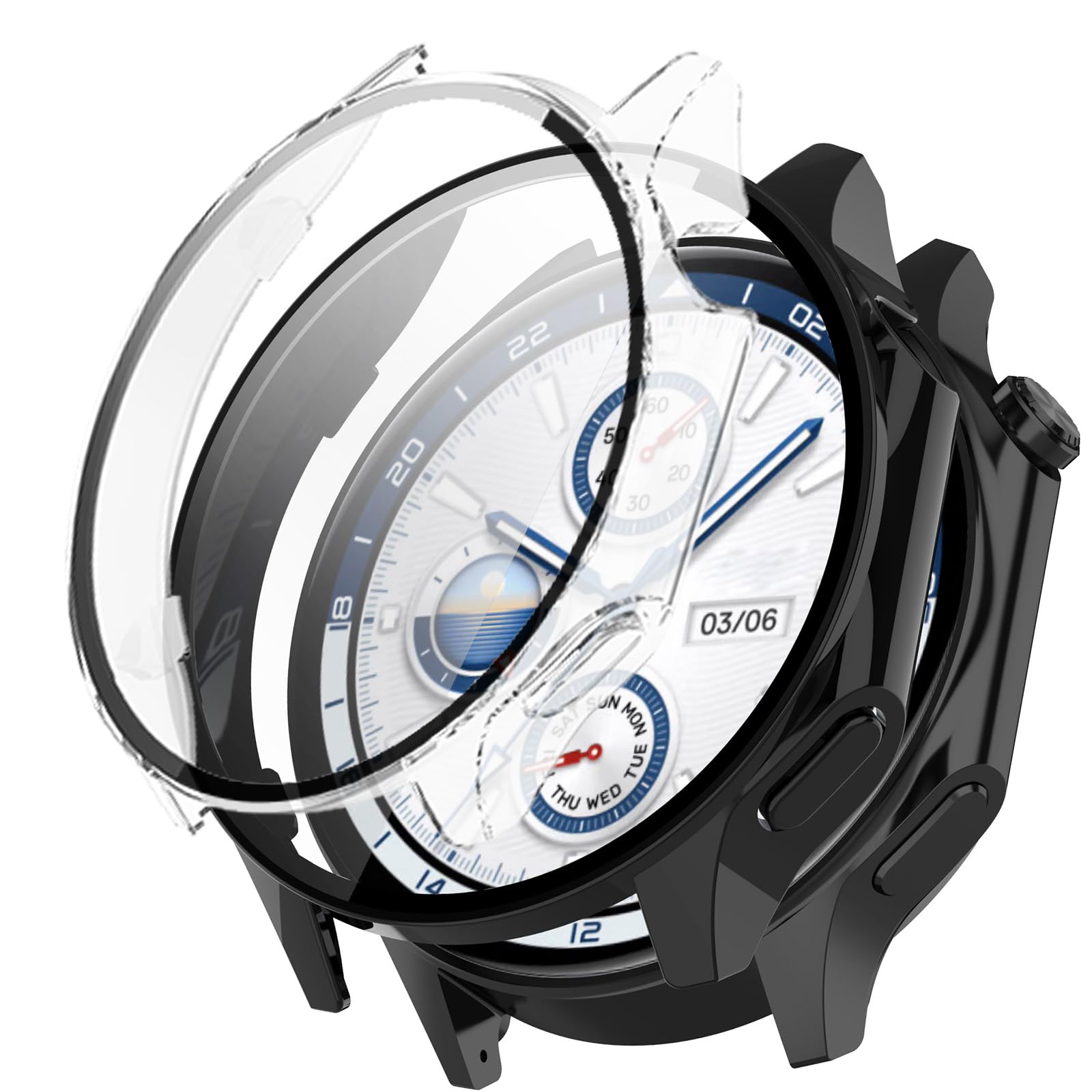 KZIOACSH Case with Tempered Glass for OnePlus Watch 2/Oppo Watch X