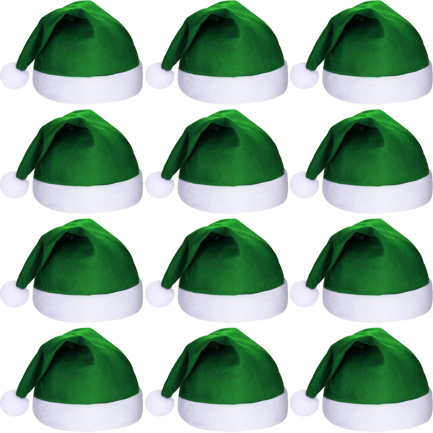 SATINIOR 12 Pieces Santa Hats Christmas Non Woven Fabric Hat for Holidays Xmas Party Supplies