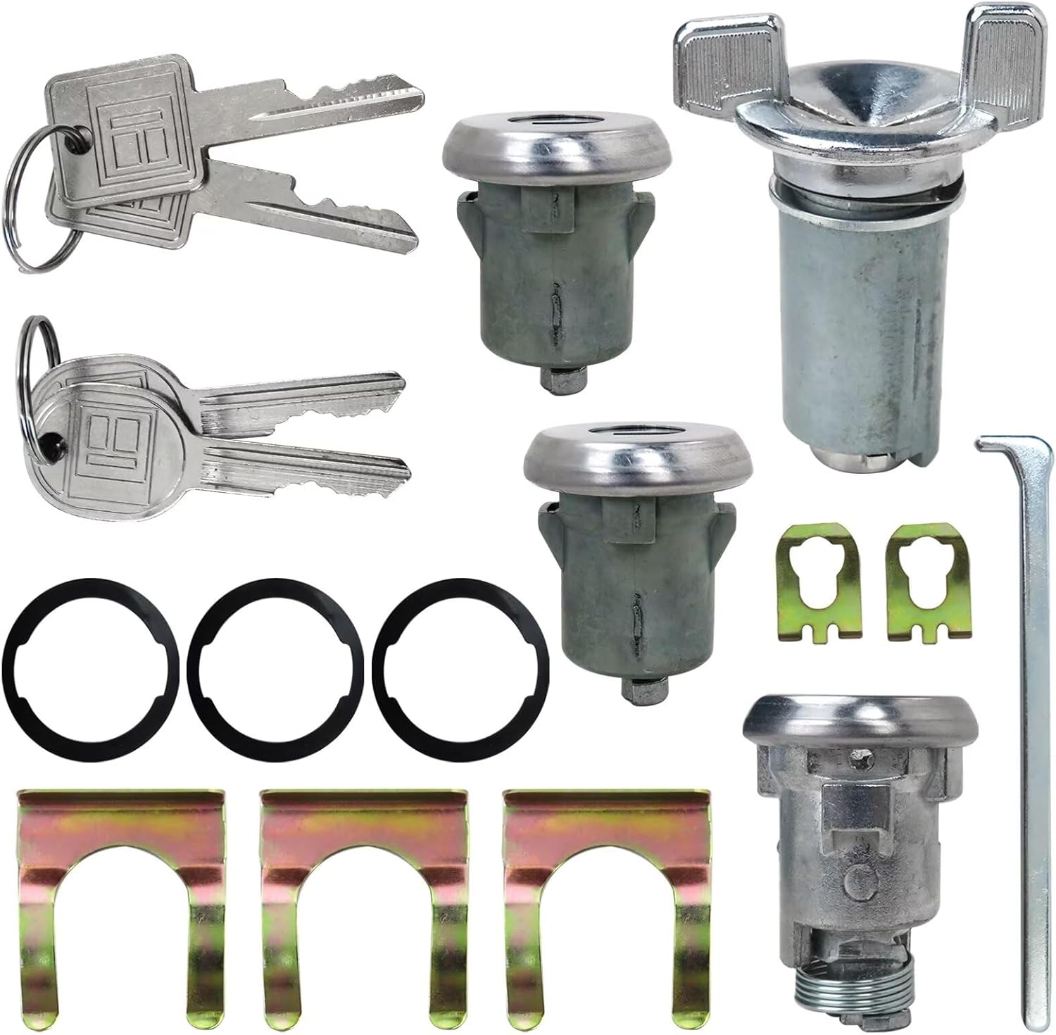 Upgraded 607893 + 608307 + 605533 Ignition/Doors/Trunk Lock Key Cylinder Set With Keys for CORVAIR 1967-1969