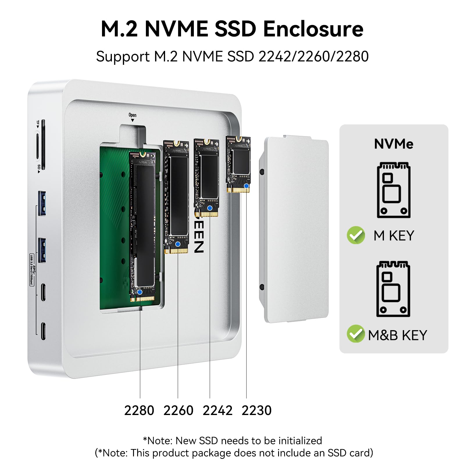 AGEEN Hub USB mejorado de 10 Gbps de 14 puertos para iMac de 24 pulgadas 2021/2023/2024 M1/M3/M4, accesorios iMac con 5 USB-A 3.2, 2 USB-C 3.2, HDMI 4K a 60Hz, Gigabit Ethernet, SD/TF, carcasa SSD