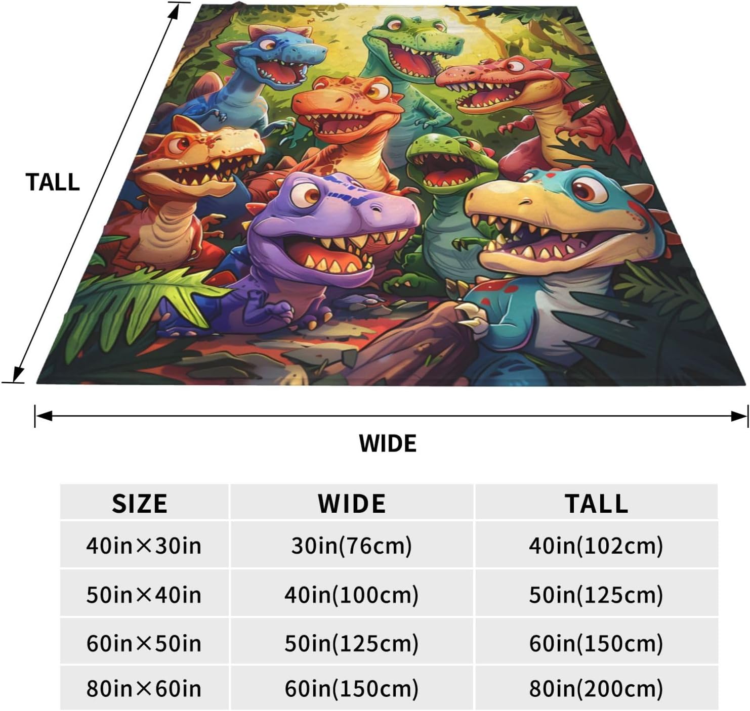 Printed Cute Funny Dinosaurs Cartoon Throw Blanket Ultra Soft Cozy Flannel Fleece Blanket Fuzzy Warmth Lightweight Bedding for Couch Sofa Chair Bed Living Room Bedroom Decor,60"X50" - Image 5
