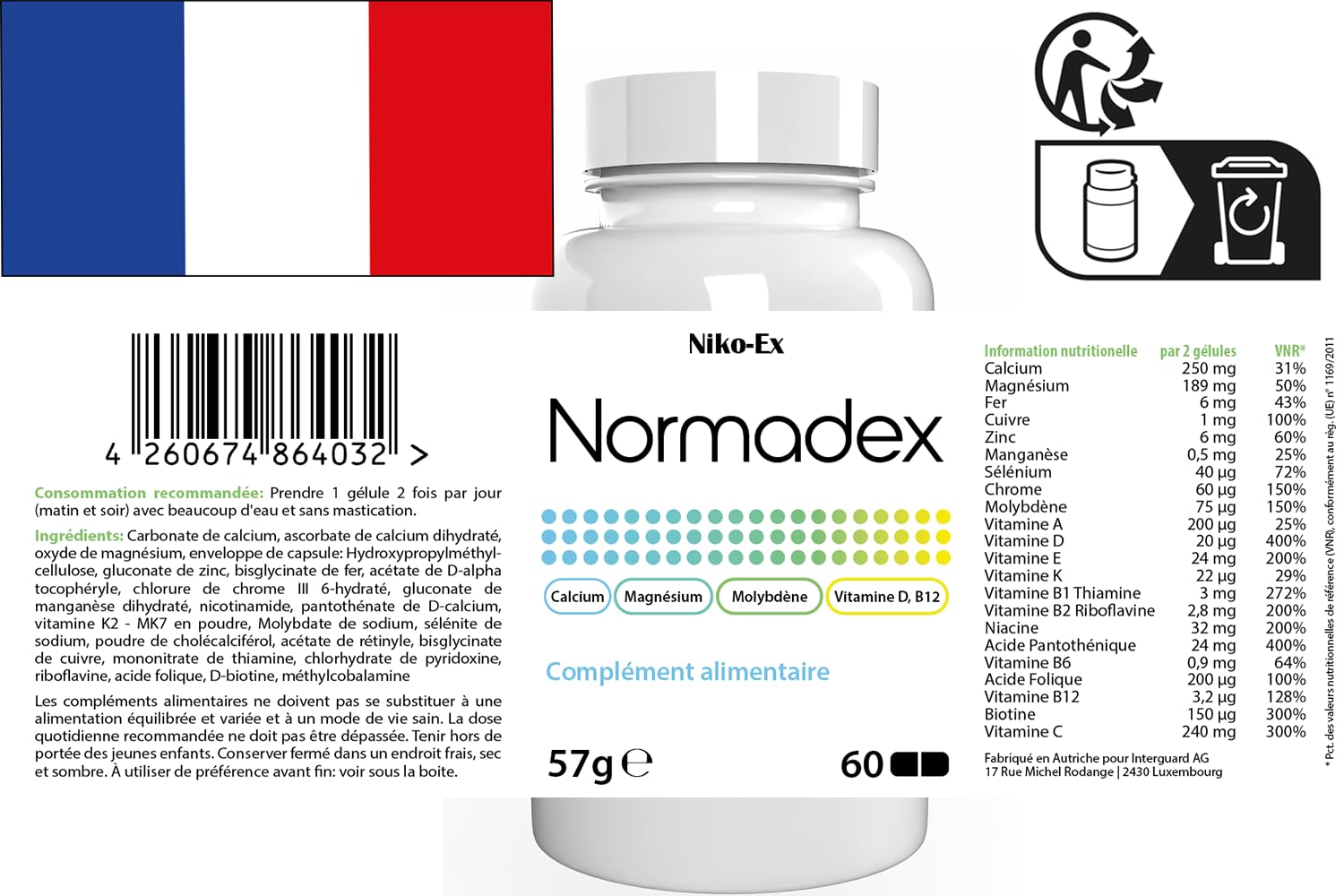 Normadex – 180 cápsulas (3 x 60 cápsulas) – Pack de 3